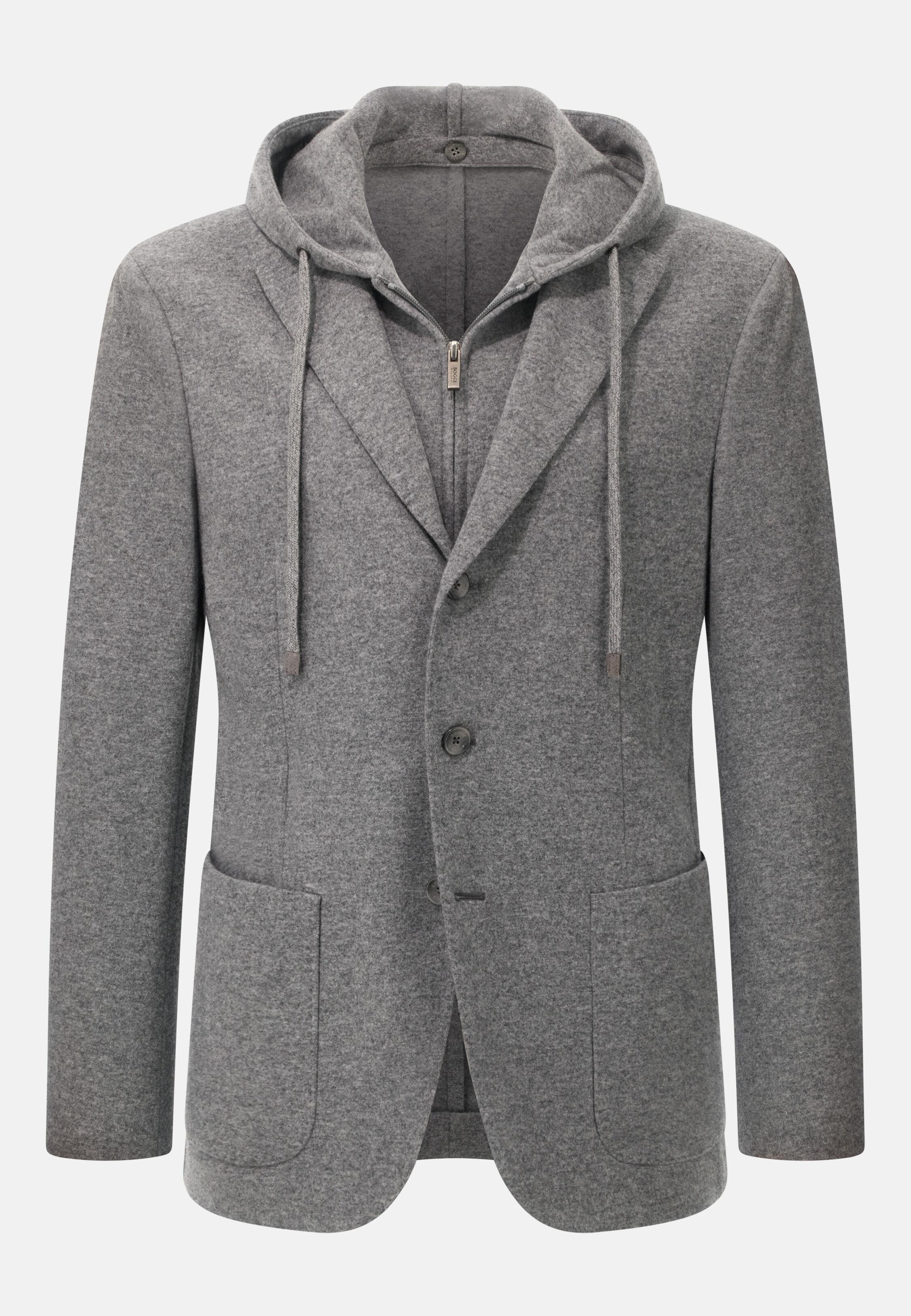 Madison Sweatshirt Jacket in Wool and Cashmere Grey, Grey, large image number 7