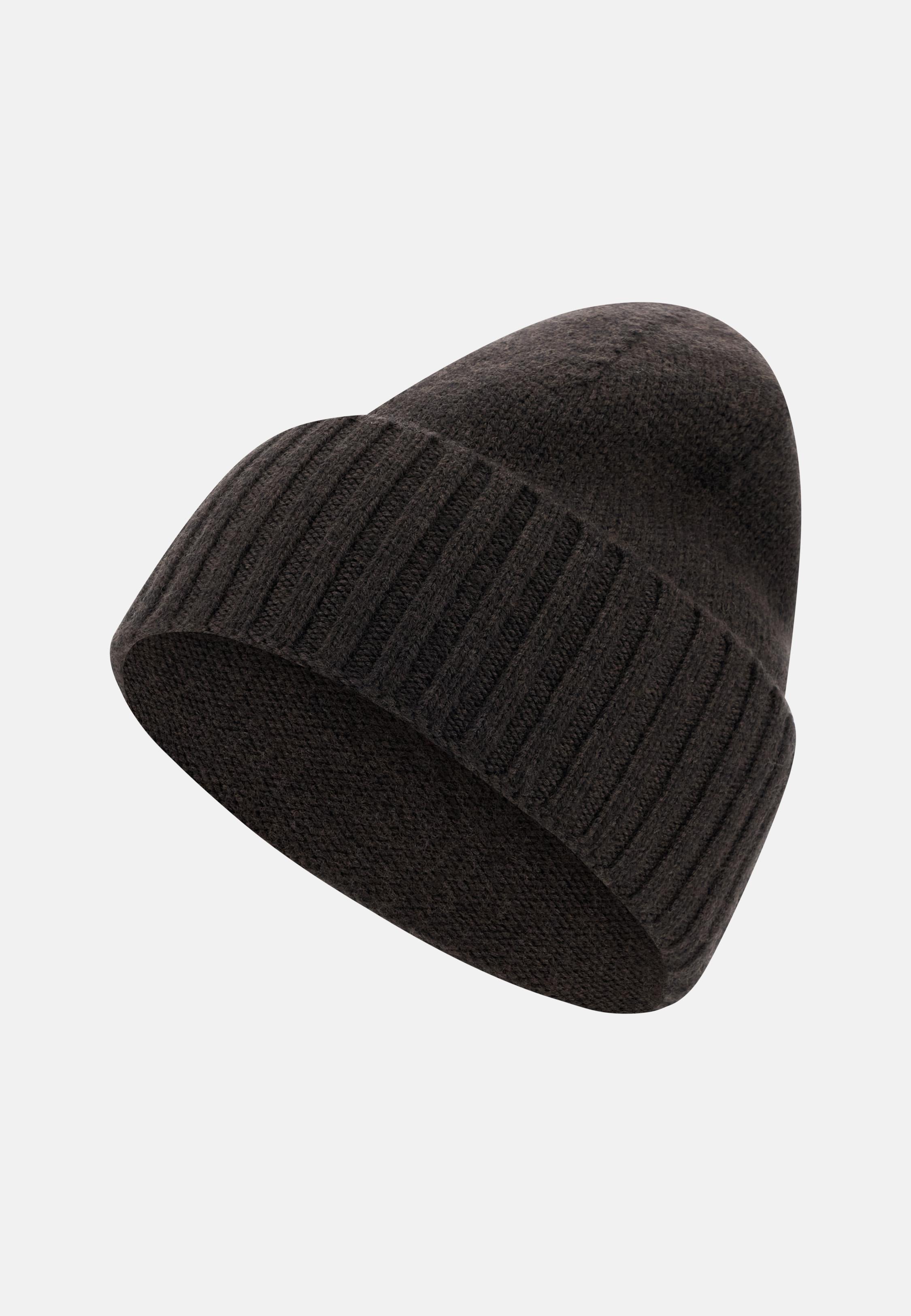 BROWN Wool Hat, Dark brown, large image number 1