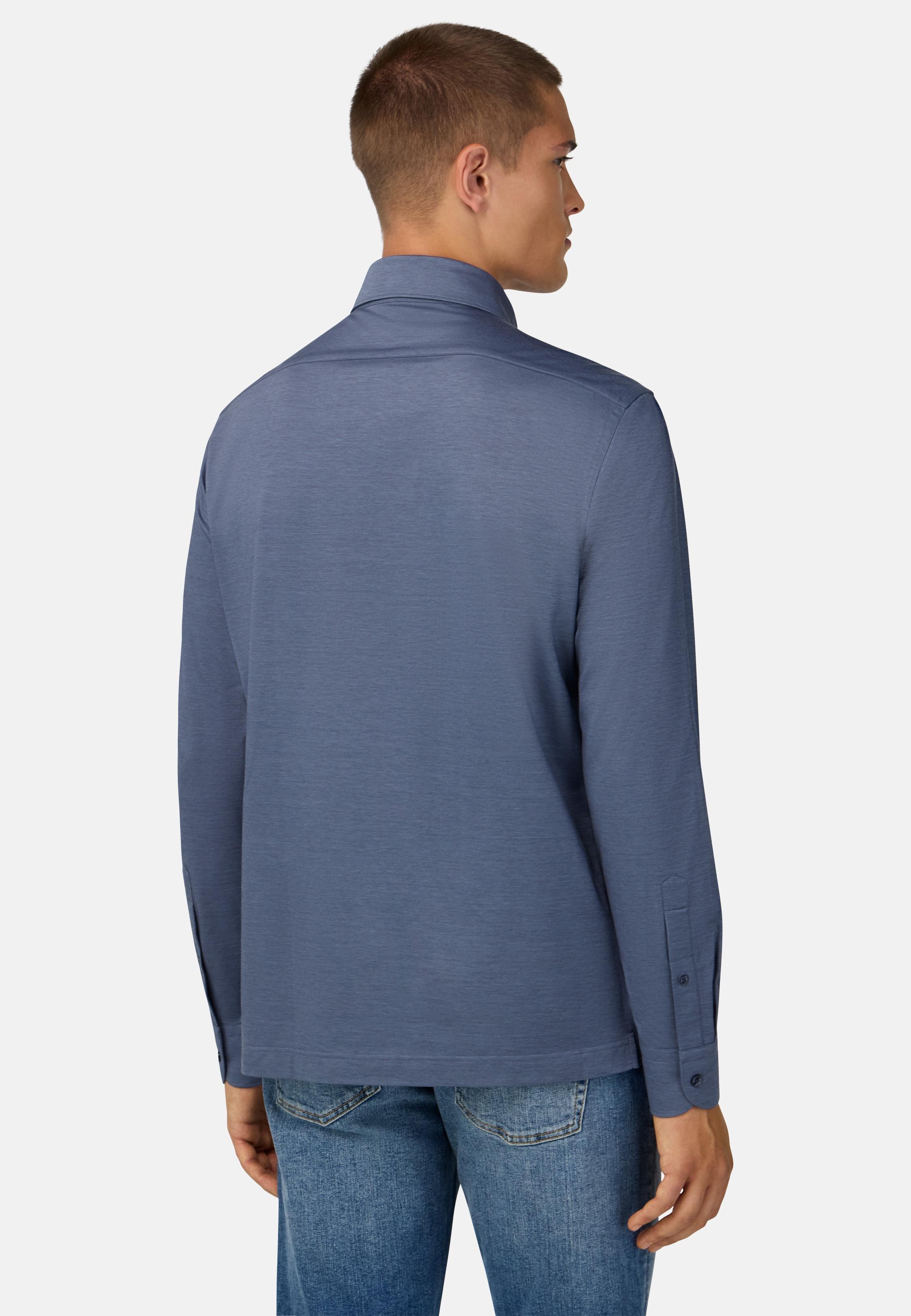 Japanese Jersey Polo Shirt Blue, Indigo, medium