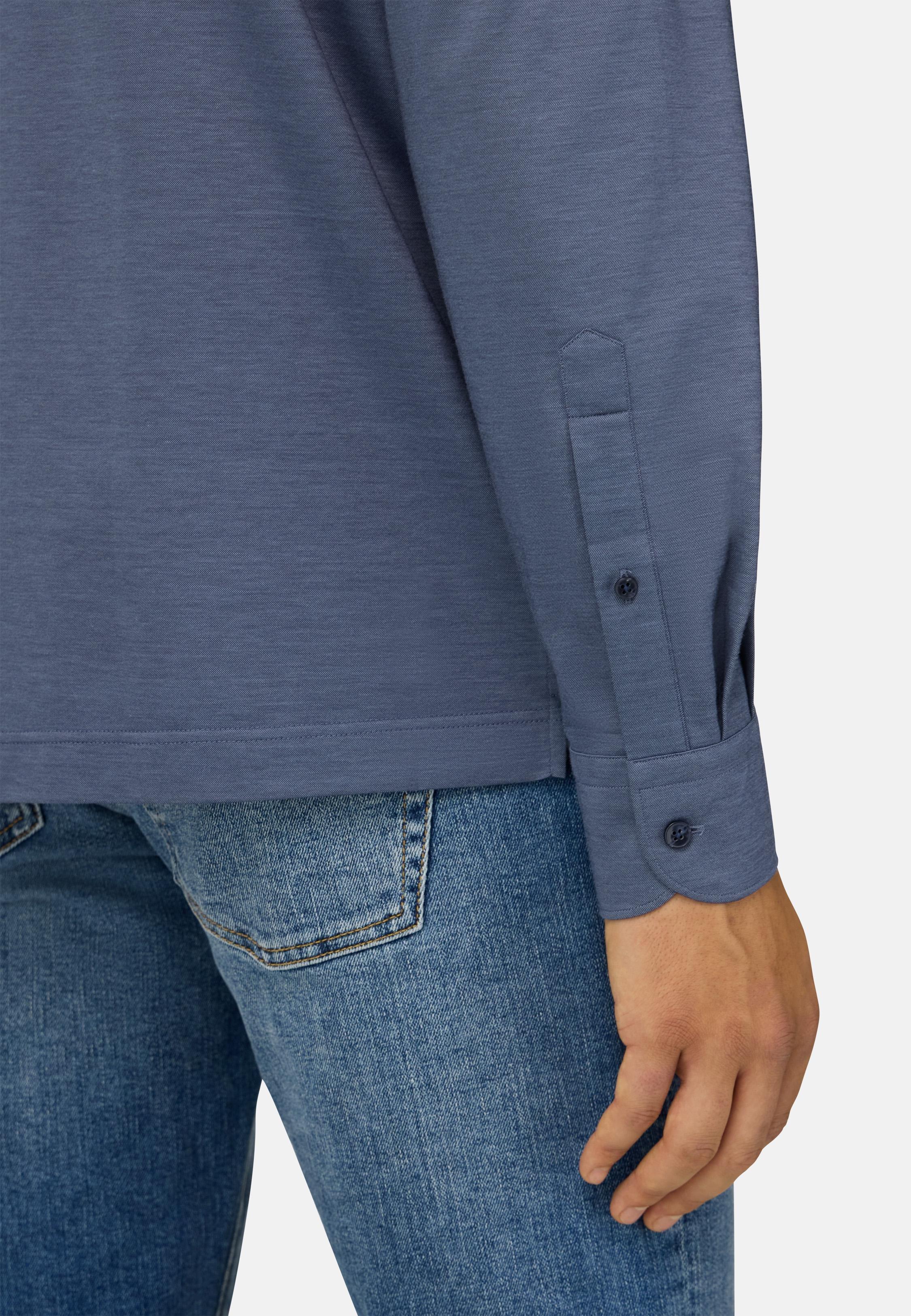 Japanese Jersey Polo Shirt Blue, Indigo, medium