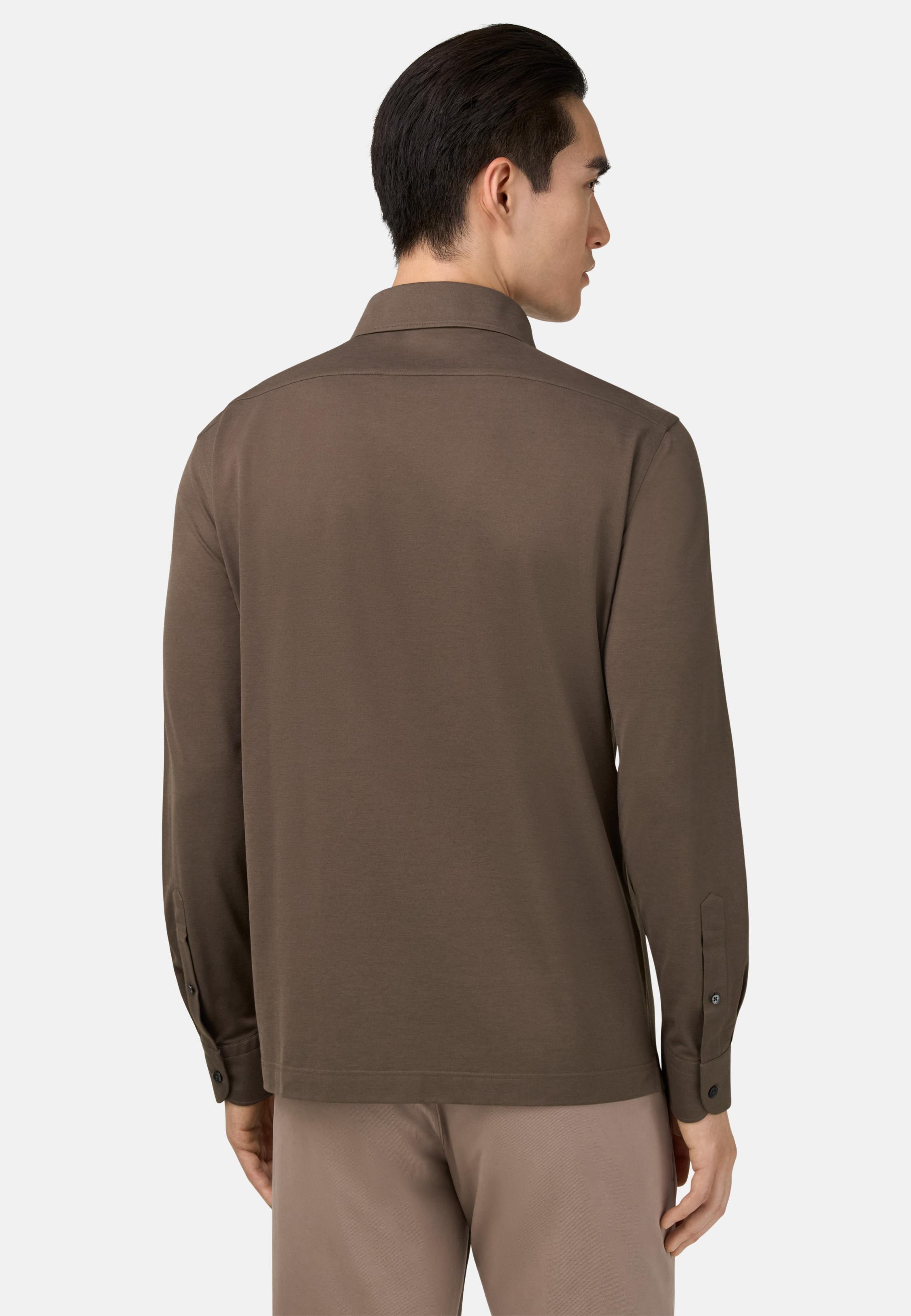 BROWN Japanese Jersey Polo Shirt, Brown, large image number 1