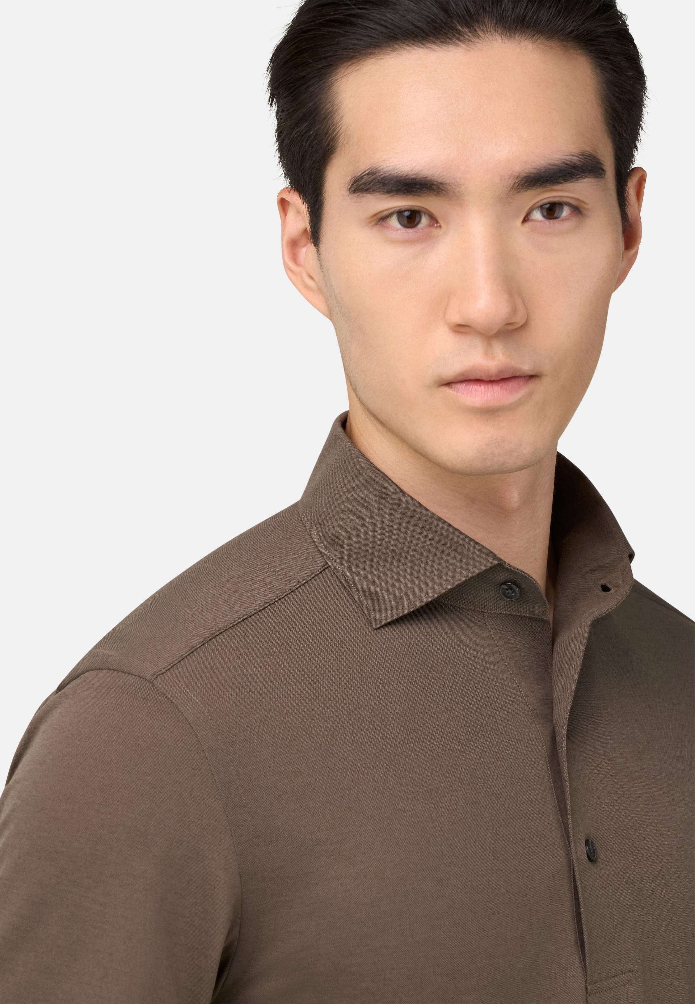 BROWN Japanese Jersey Polo Shirt, Brown, large image number 2