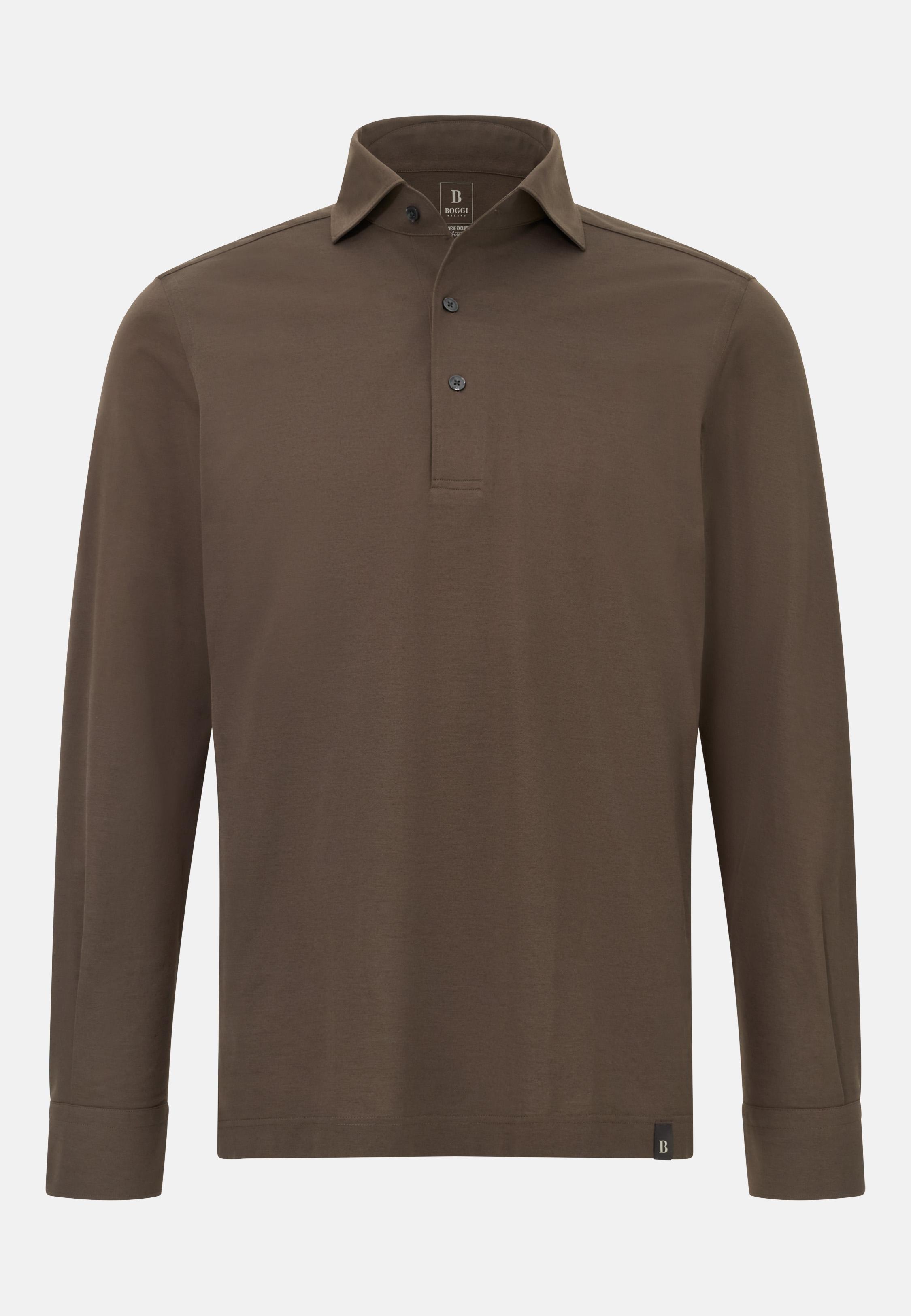 BROWN Japanese Jersey Polo Shirt, Brown, large image number 3