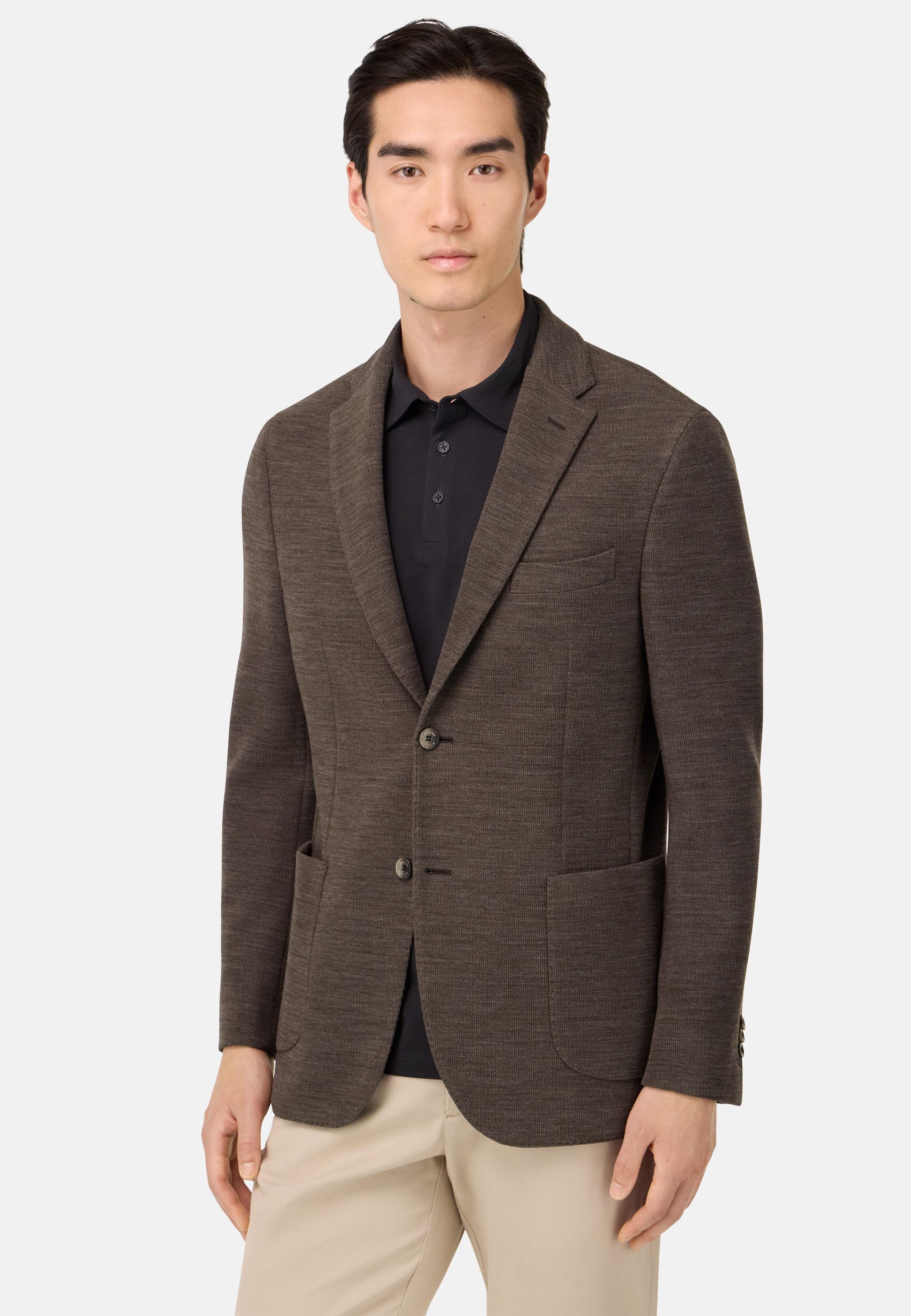 جاكيت B Jersey من الصوف الخالص، بني, 3901_BROW, medium