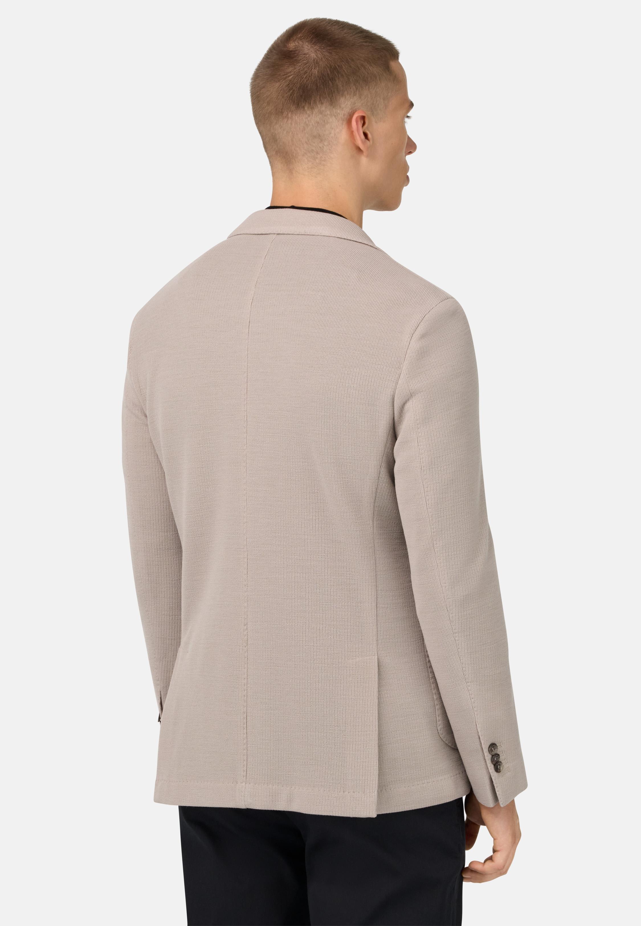 BEIGE B Jersey Micro Textured Jacket in Pure Wool, , large image number 1