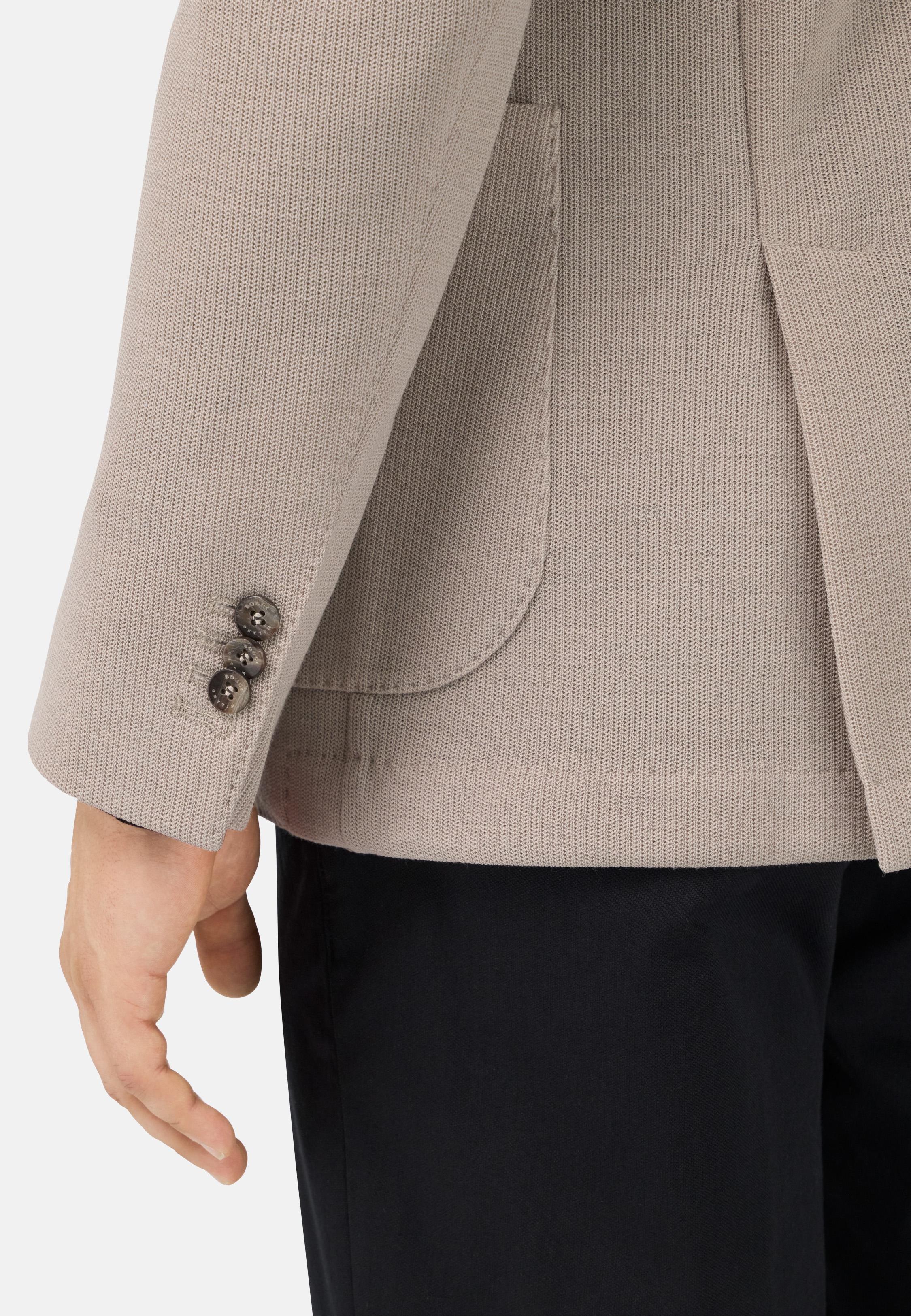 BEIGE B Jersey Micro Textured Jacket in Pure Wool, , large image number 2