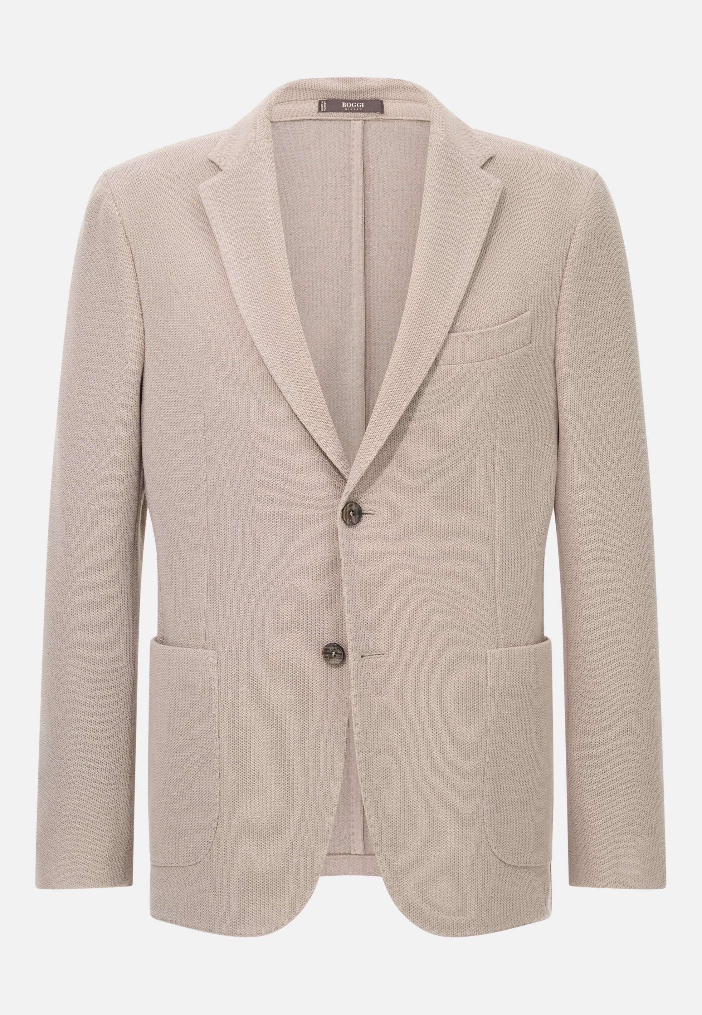 BEIGE B Jersey Micro Textured Jacket in Pure Wool, , large image number 3
