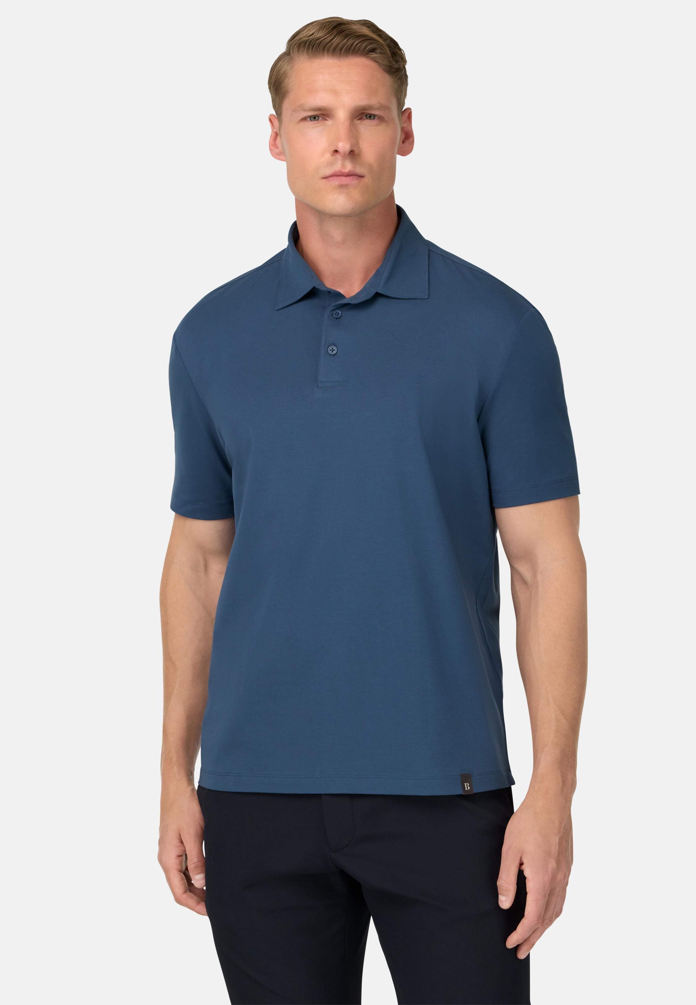 Polo Shirt In Stretch Supima Cotton Blue, , large image number 0