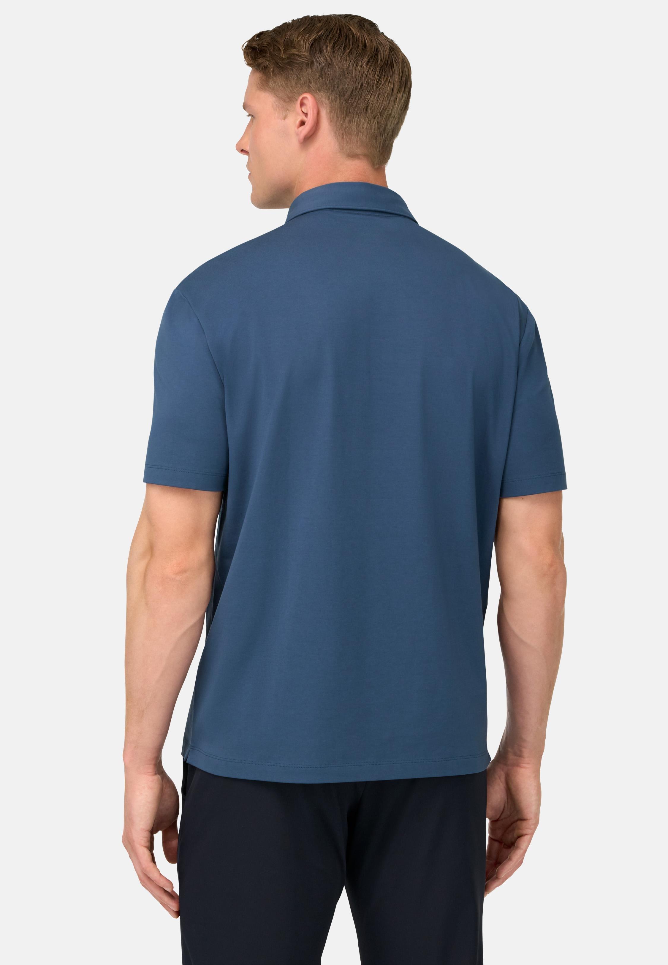 Polo Shirt In Stretch Supima Cotton Blue, , large image number 1