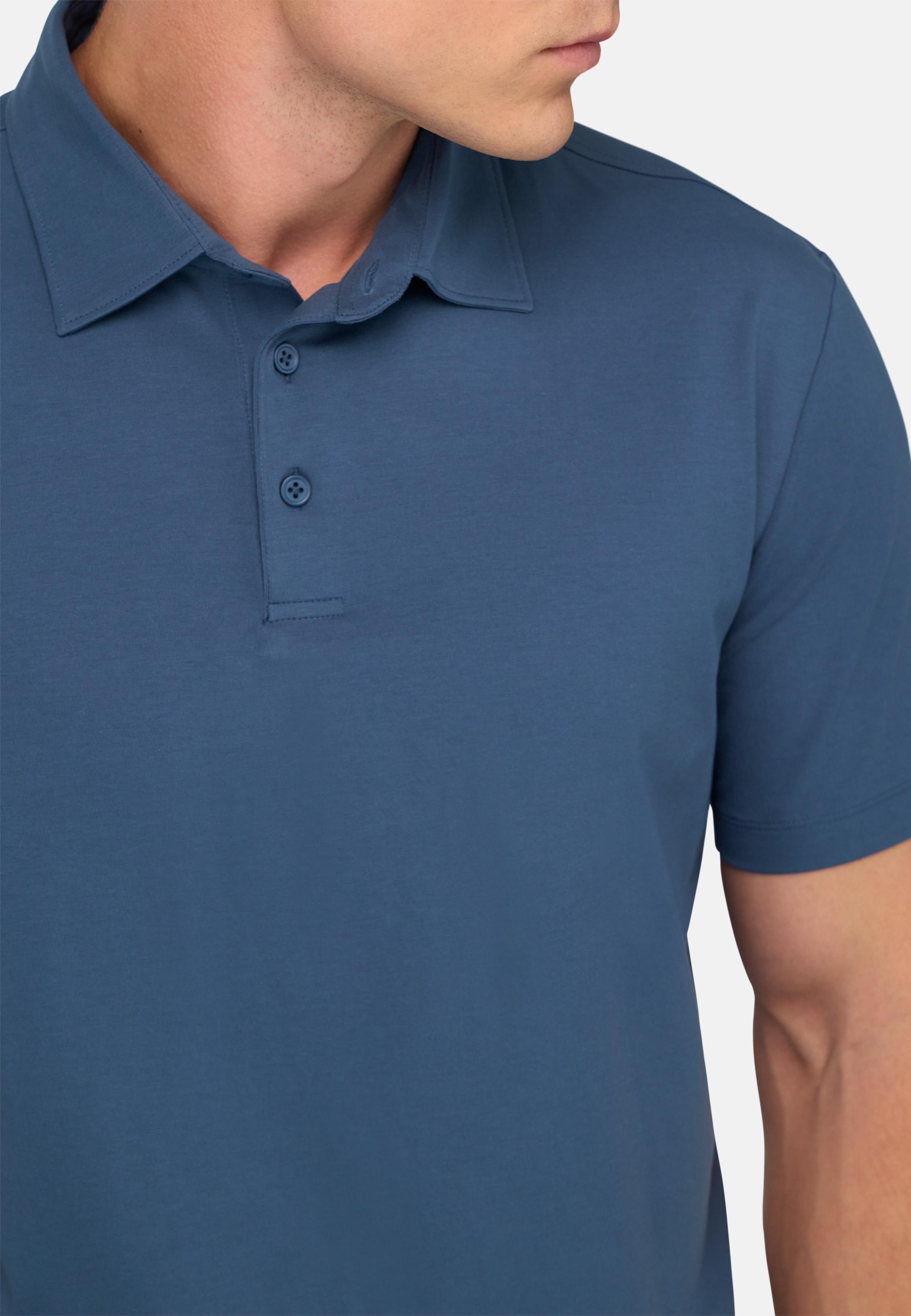 Polo Shirt In Stretch Supima Cotton Blue, , large image number 2