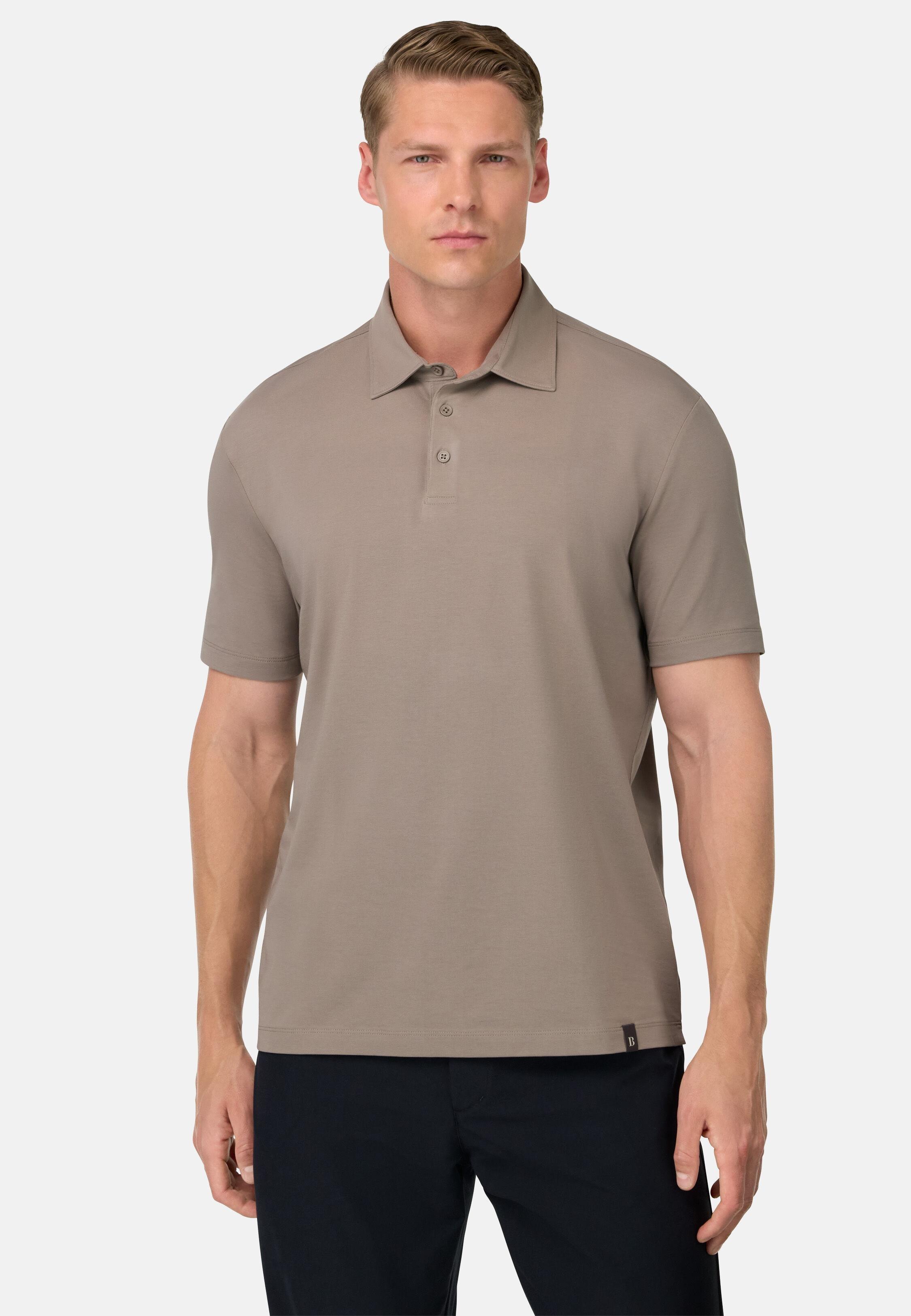 Polo Shirt In Stretch Supima Cotton Brown, Taupe, medium
