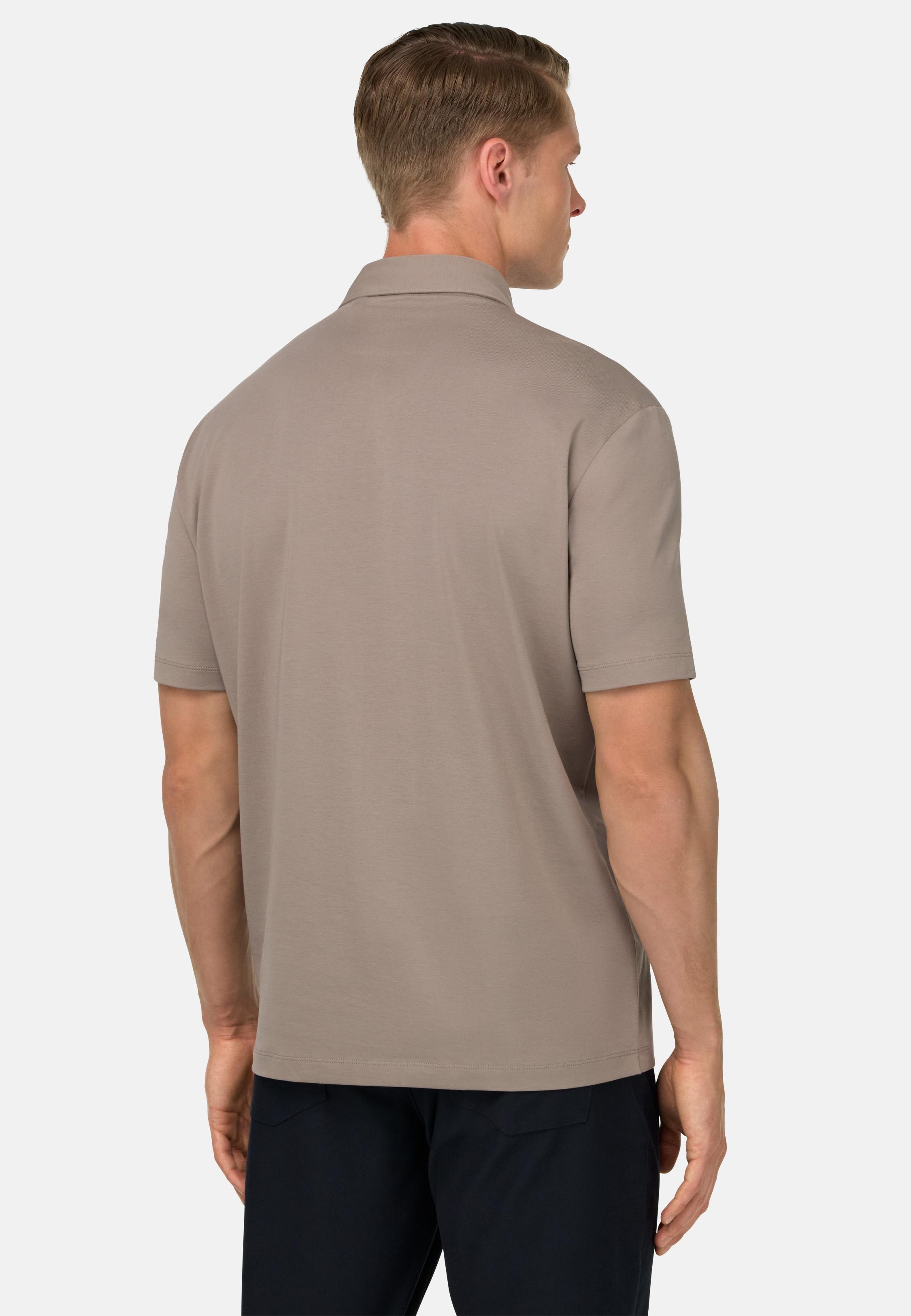 Polo Shirt In Stretch Supima Cotton Brown, , large image number 1