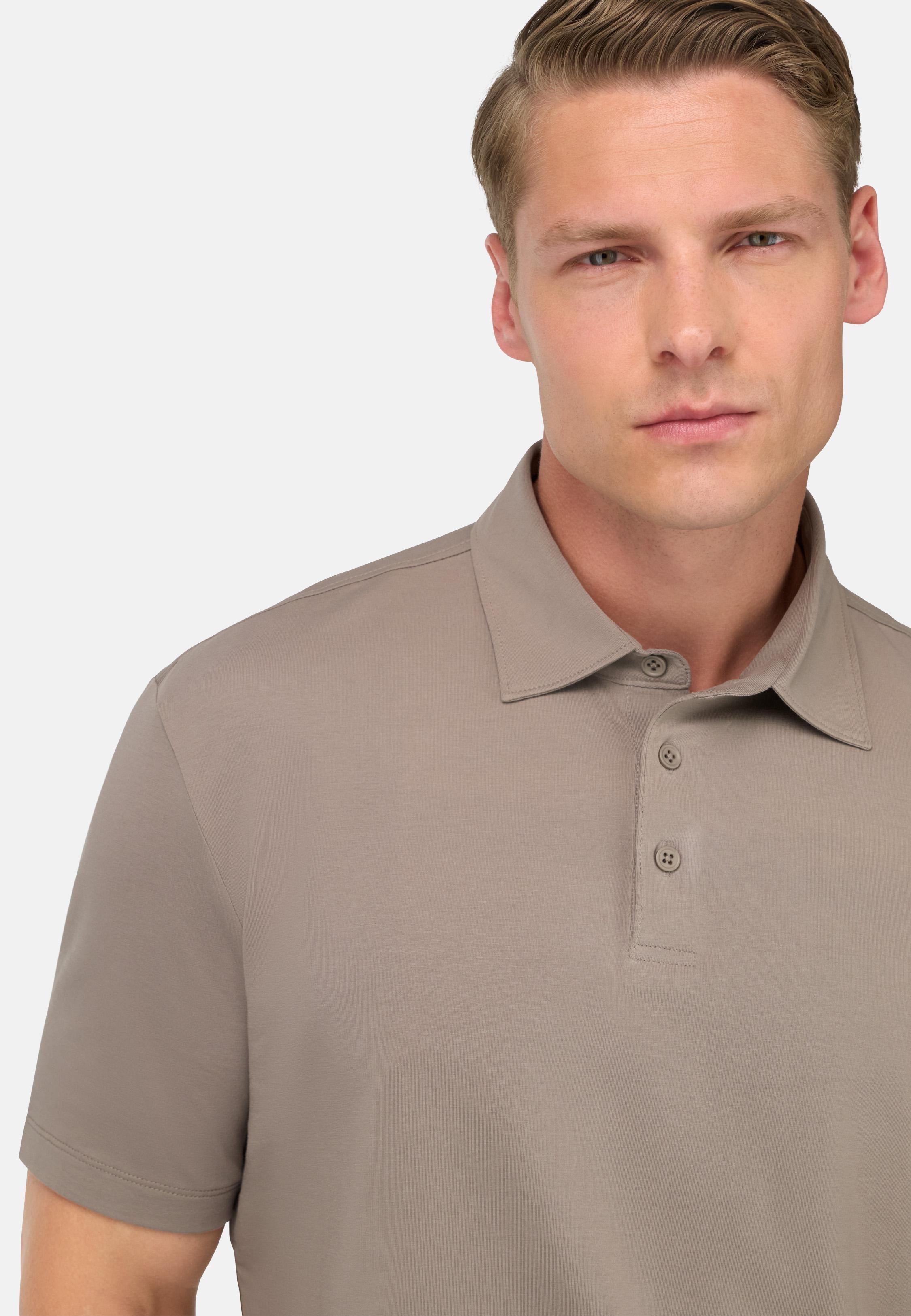 Polo Shirt In Stretch Supima Cotton Brown, , large image number 2