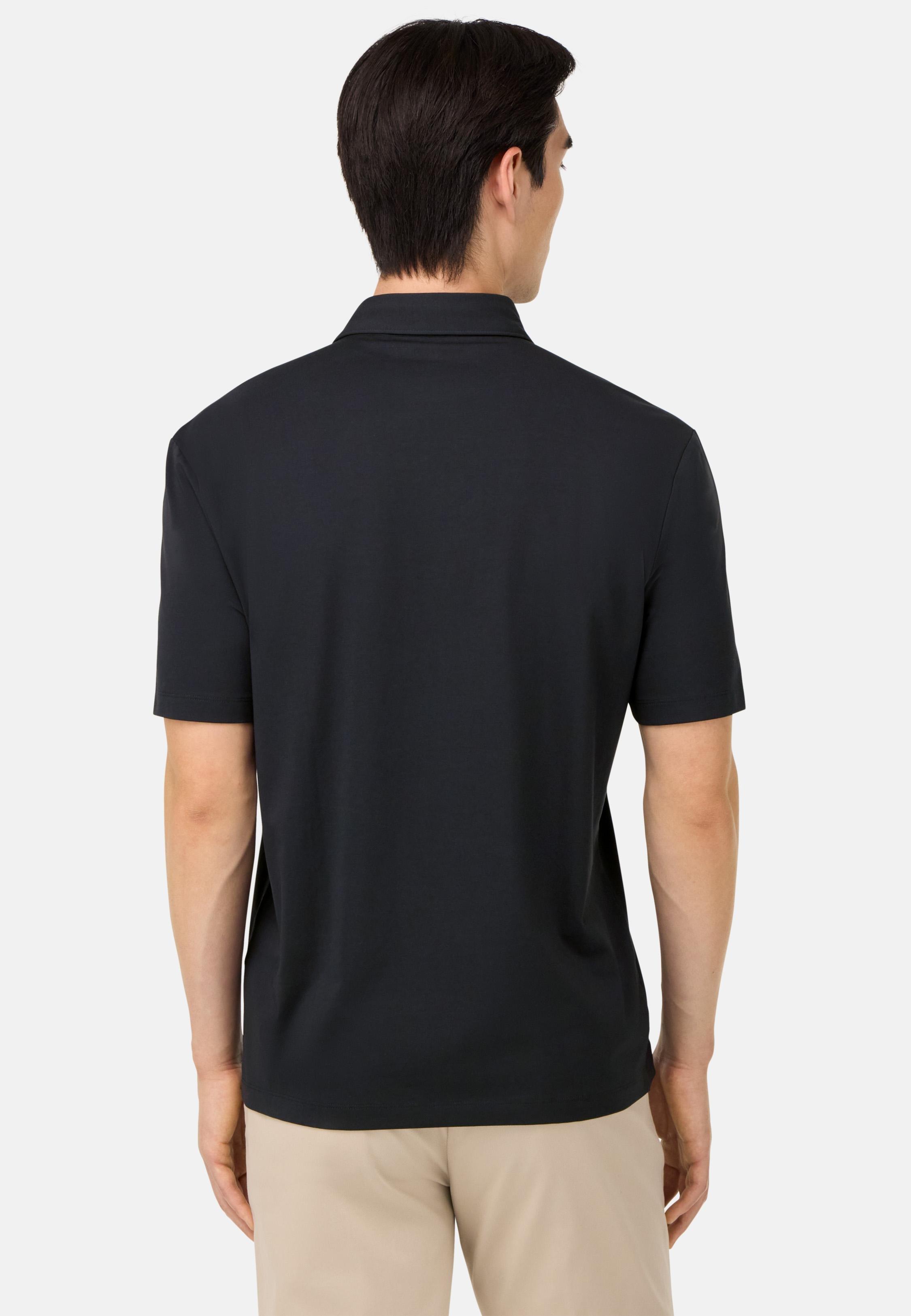 Polo Shirt In Stretch Supima Cotton Black, Charcoal, medium