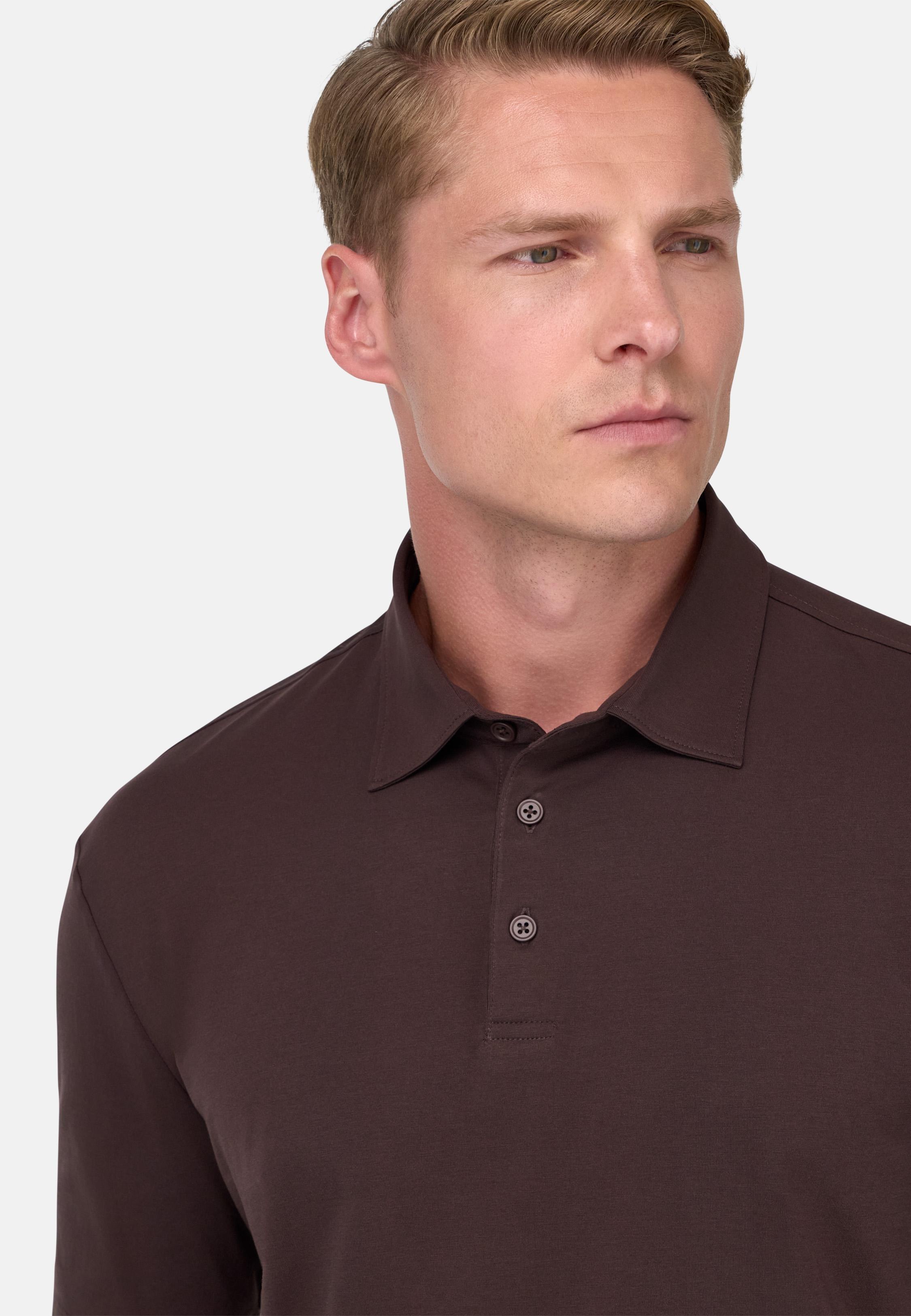 BROWN Polo Shirt In Stretch Supima Cotton, , large image number 2
