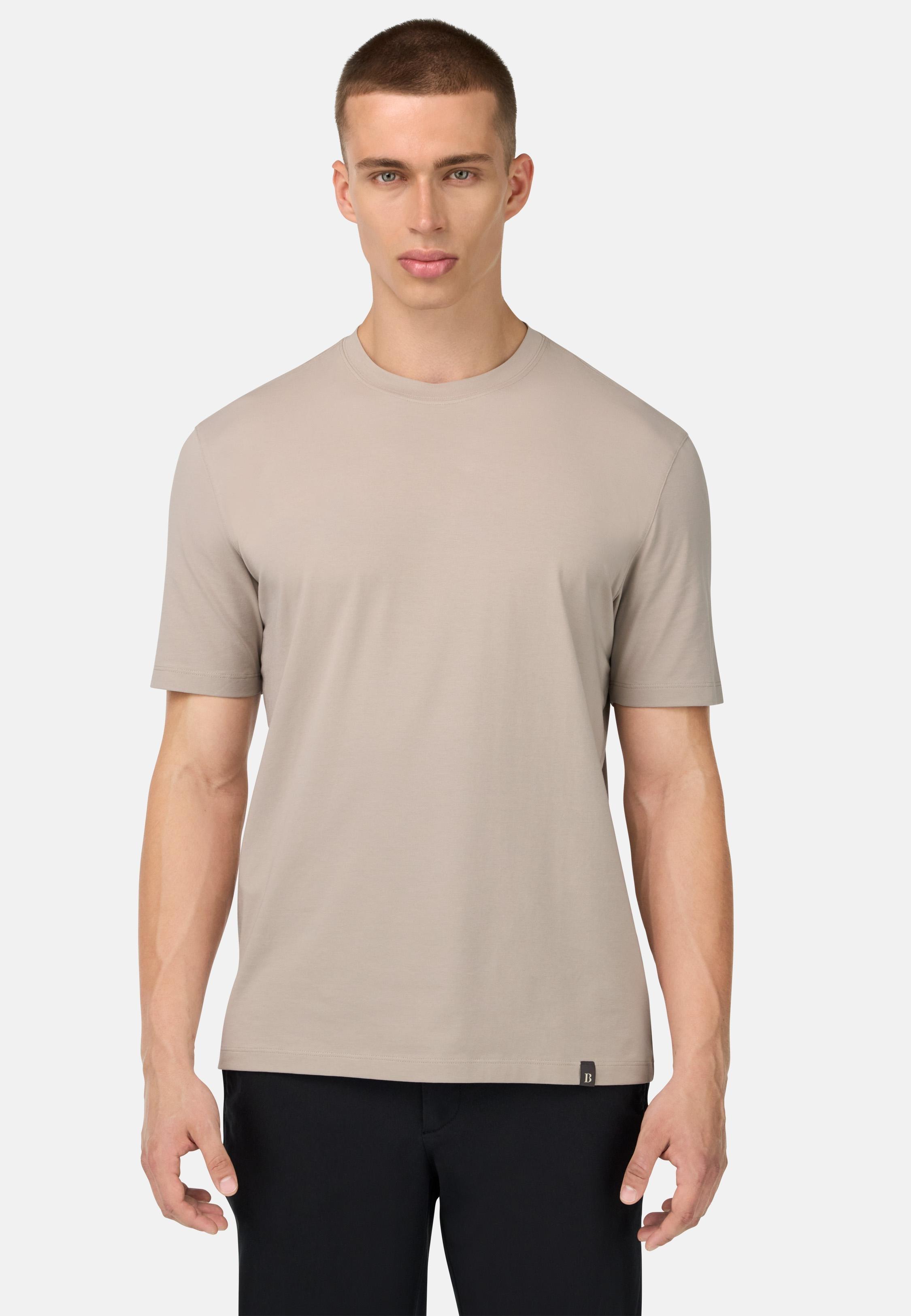 T-Shirt In Stretch Supima Cotton Beige, , large image number 0