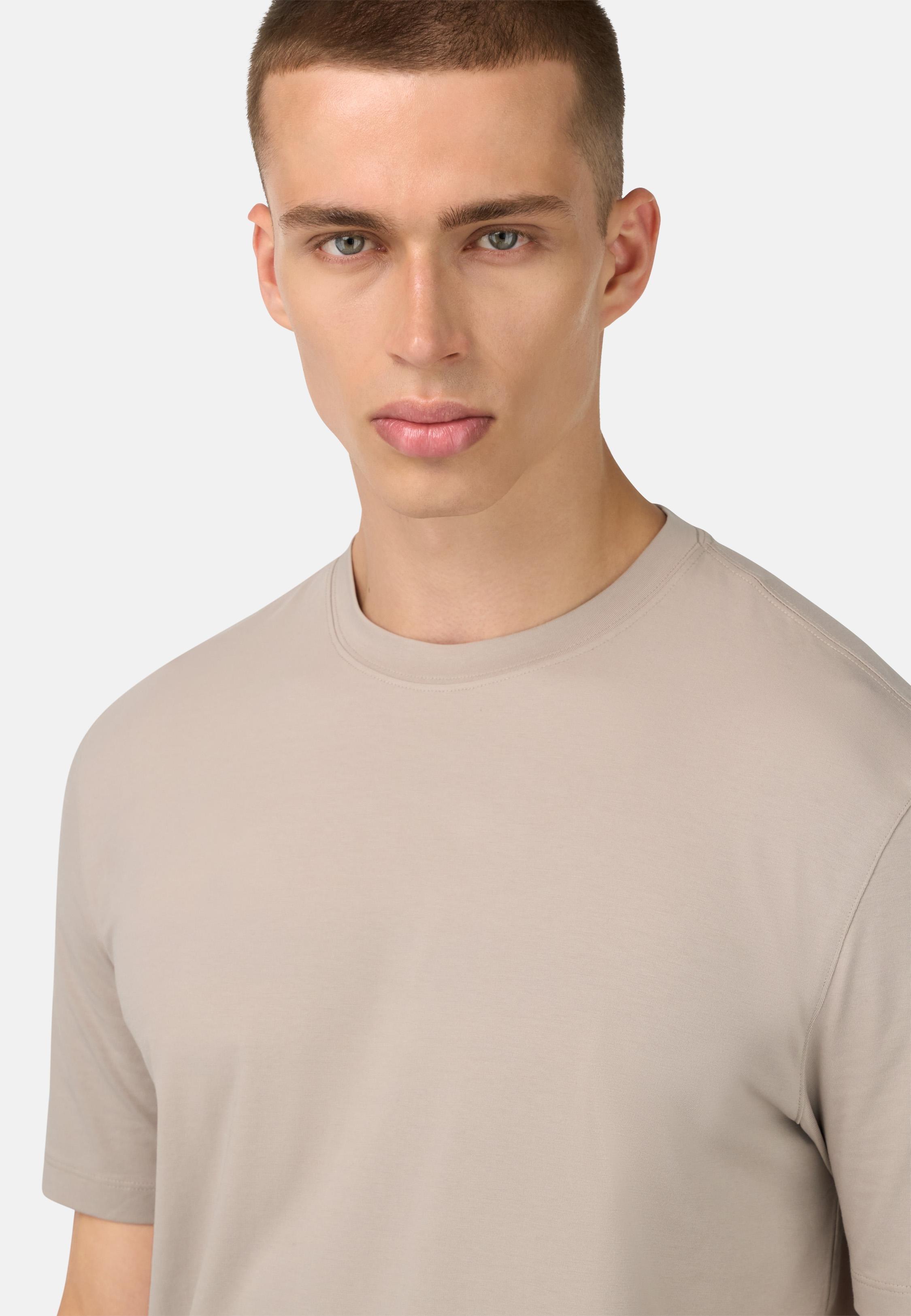 T-Shirt In Stretch Supima Cotton Beige, , large image number 2