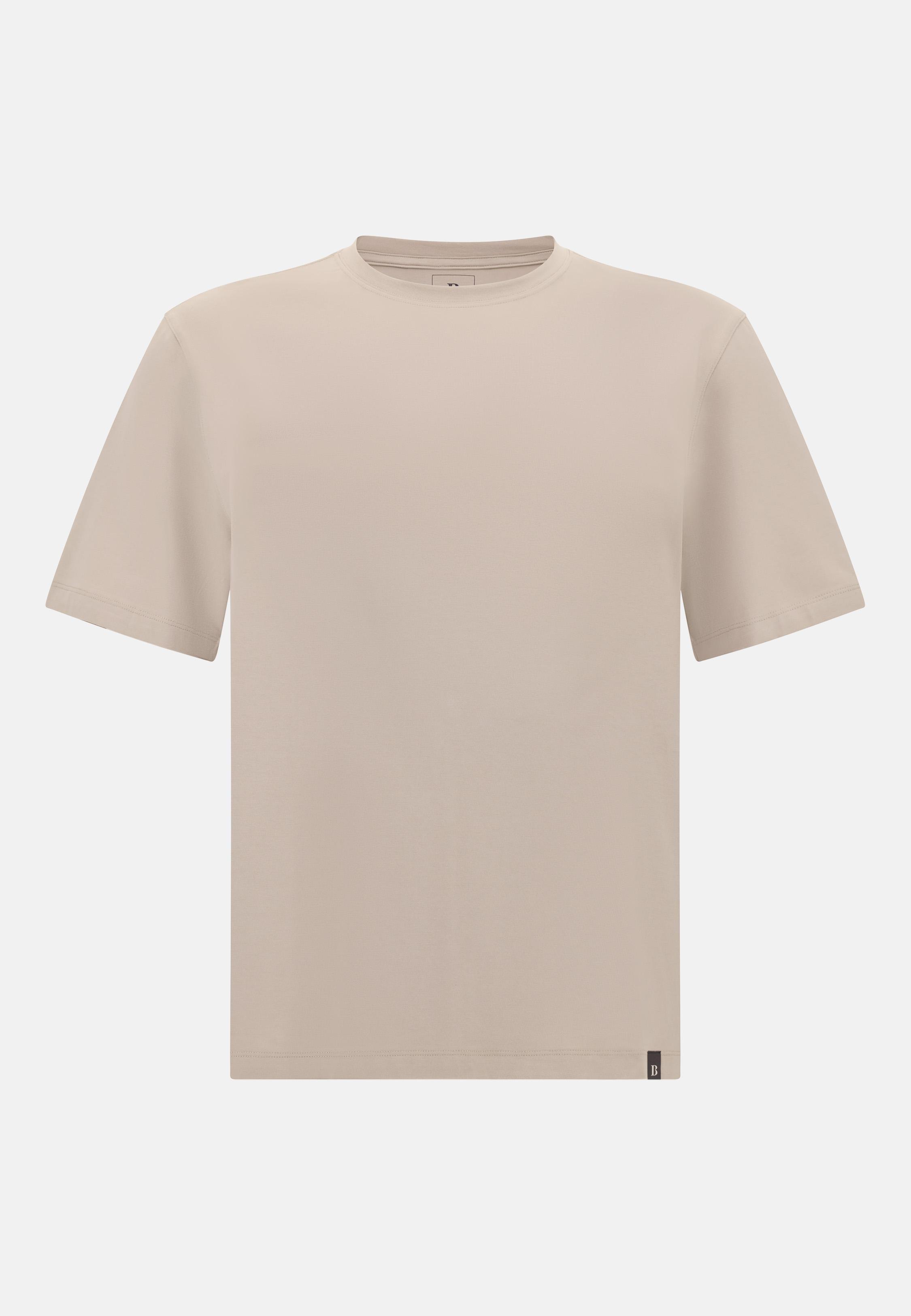 T-Shirt In Stretch Supima Cotton Beige, Sand, large image number 3
