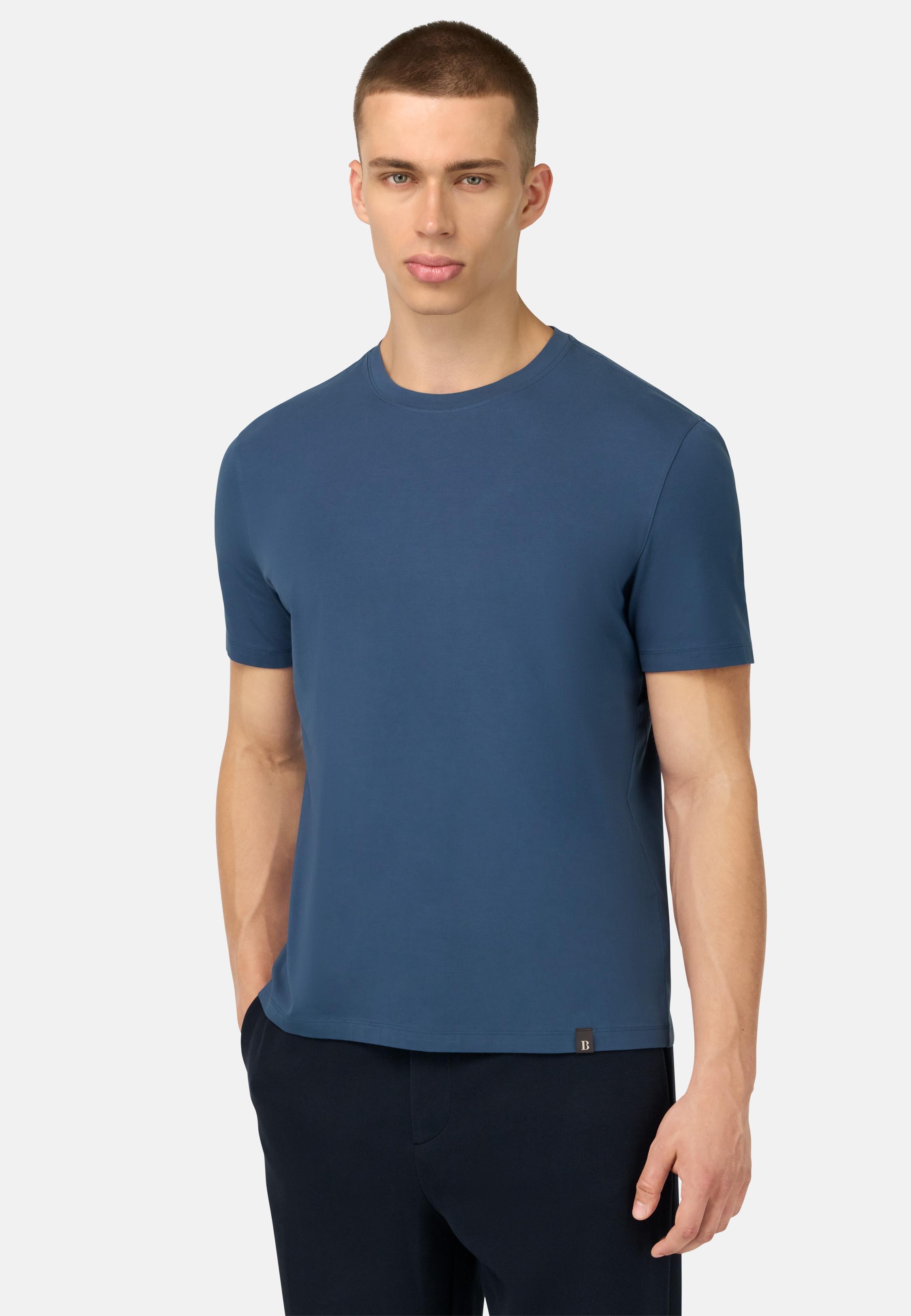 BLUE T-Shirt In Stretch Supima Cotton, , large image number 0