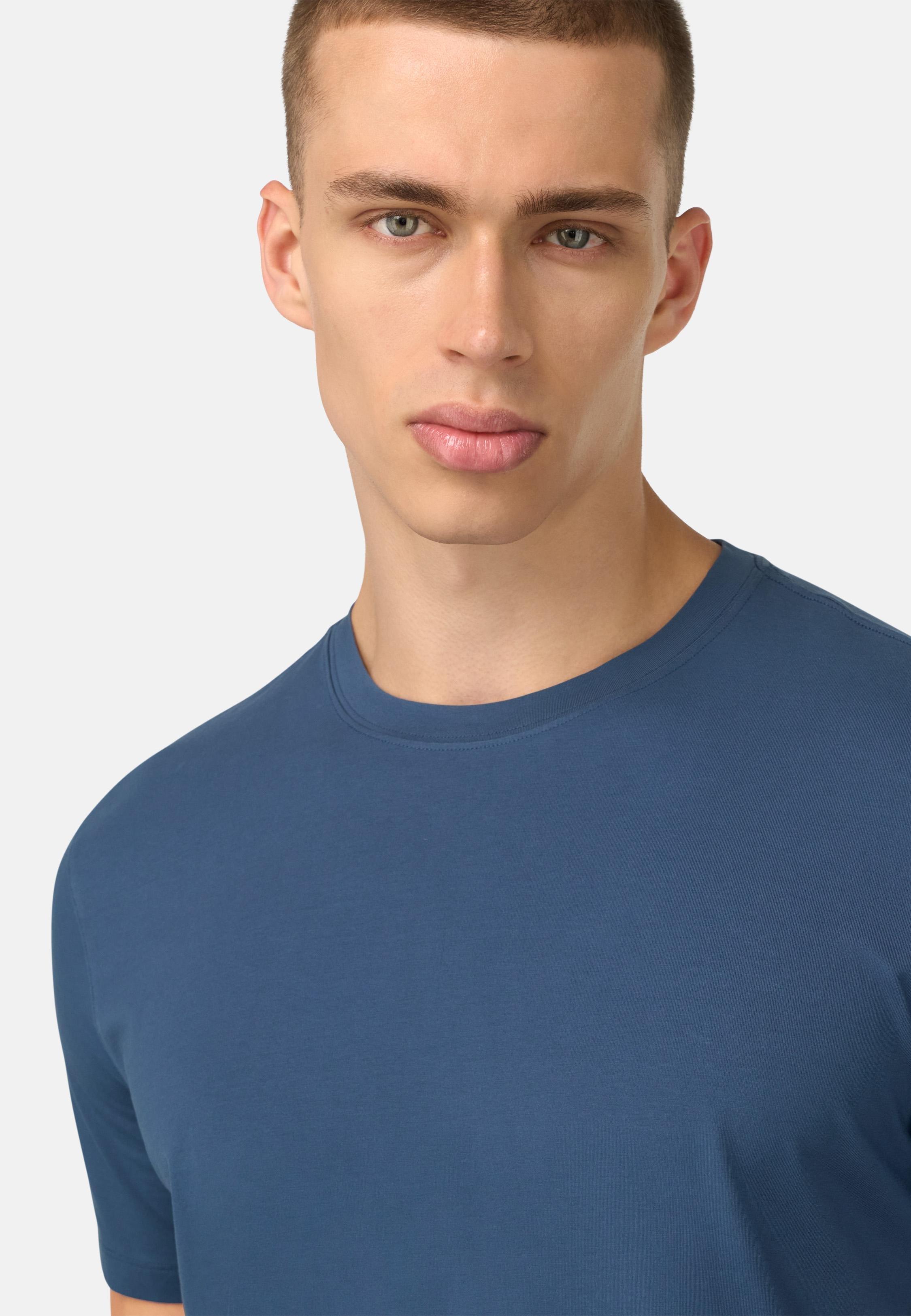 BLUE T-Shirt In Stretch Supima Cotton, , large image number 2