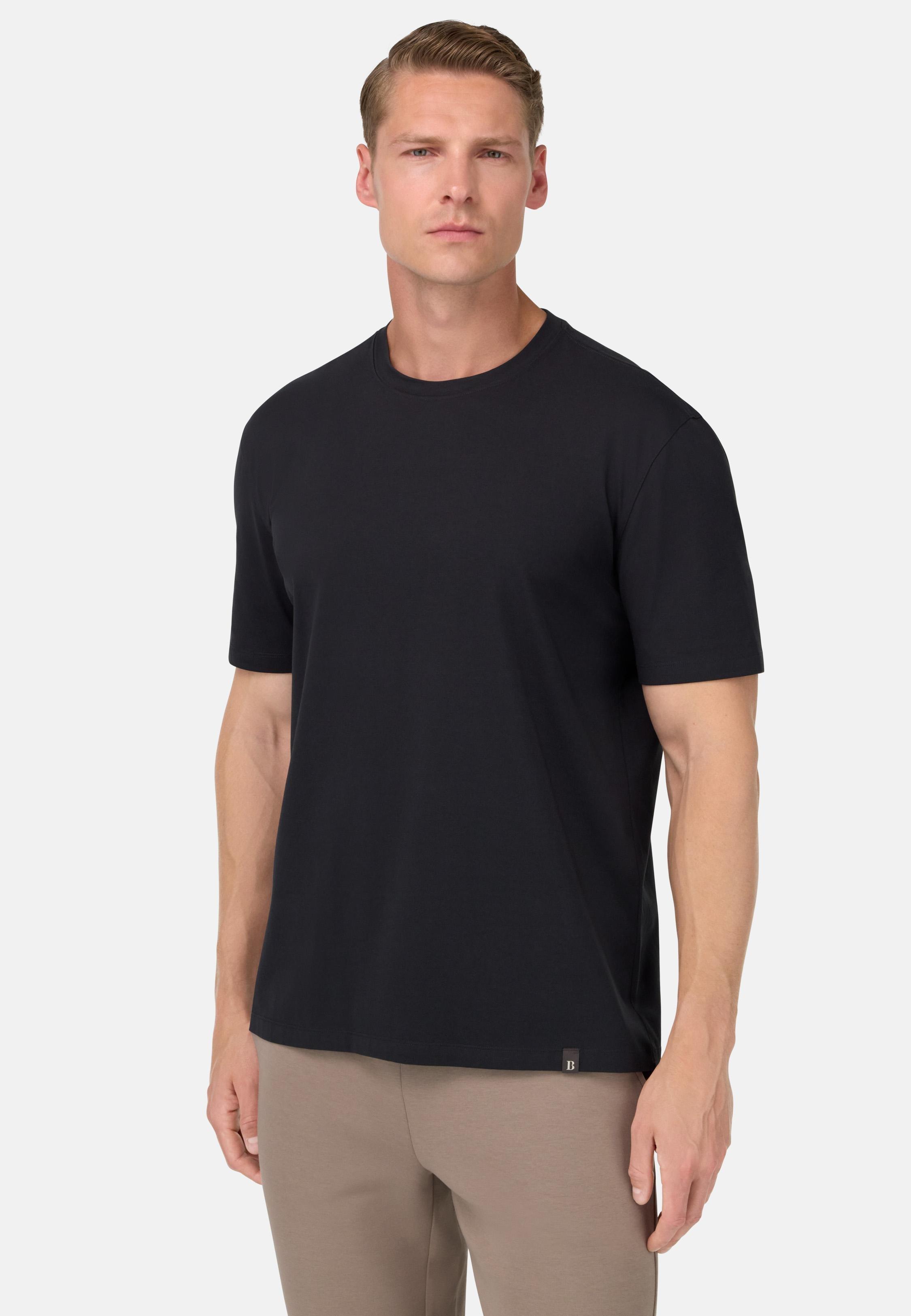 T-Shirt In Stretch Supima Cotton Black, Charcoal, medium