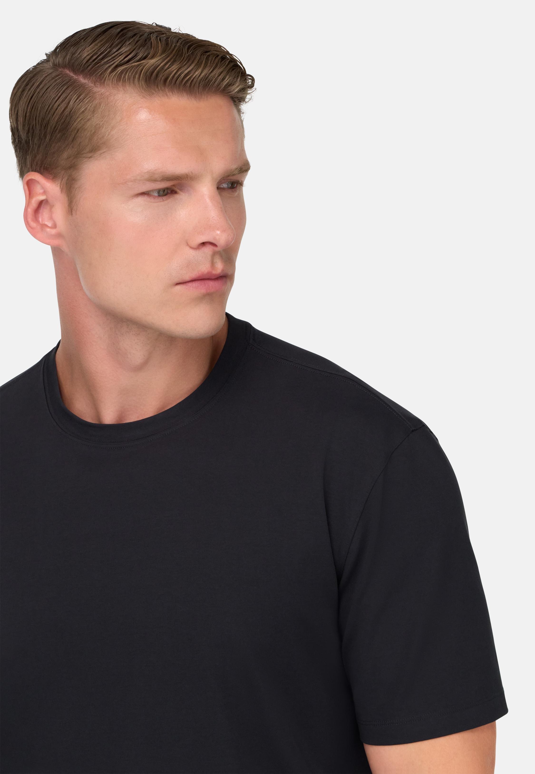 T-Shirt In Stretch Supima Cotton Black, Charcoal, medium