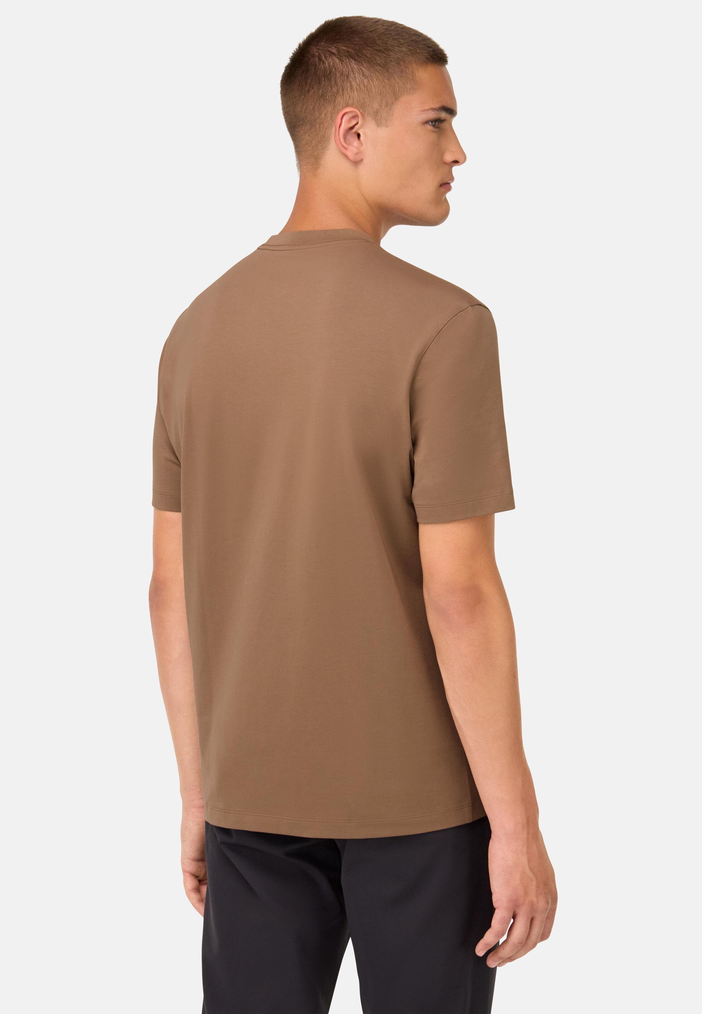 T-Shirt In Stretch Supima Cotton Brown, Brown, medium