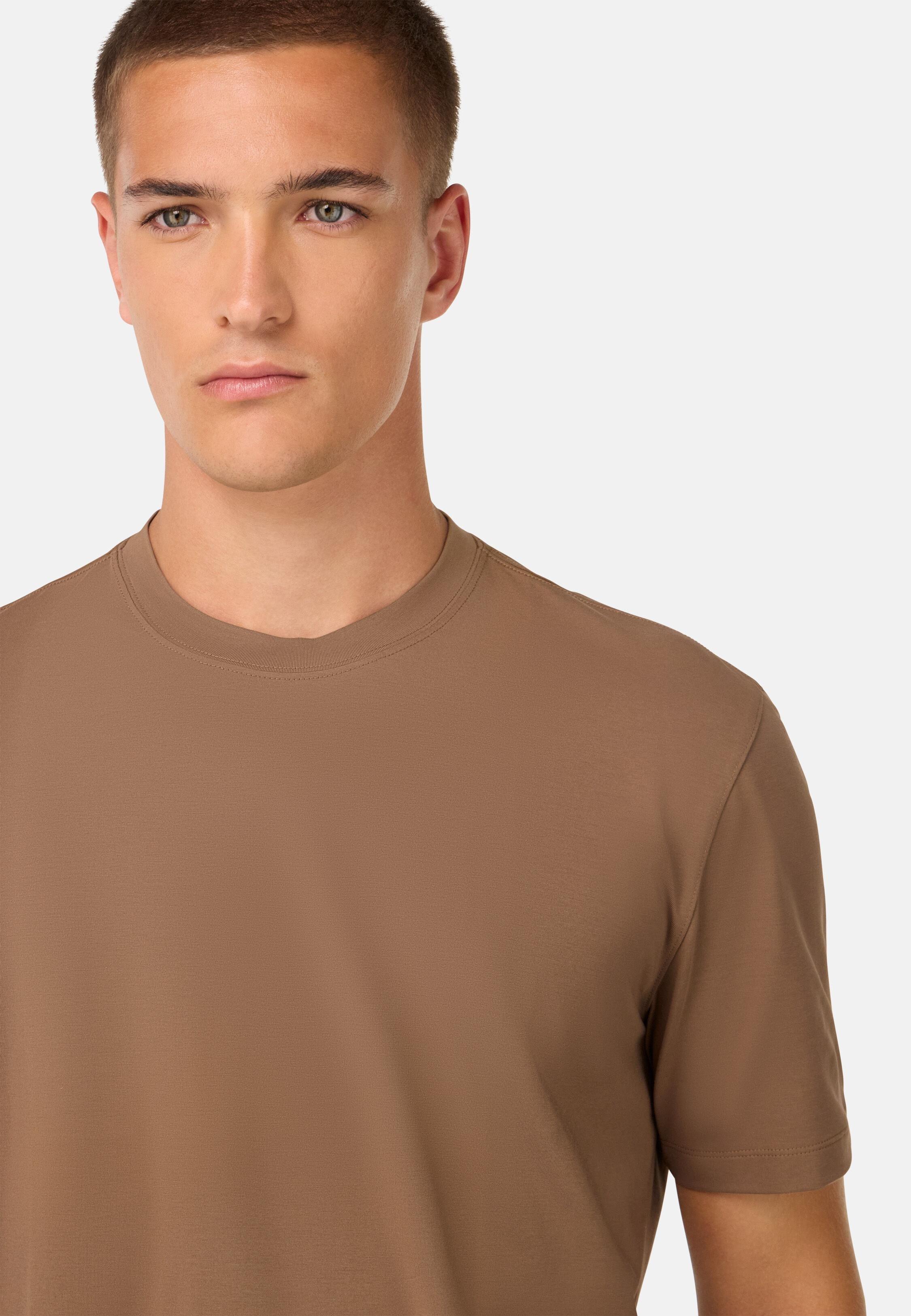 T-Shirt In Stretch Supima Cotton Brown, Brown, medium