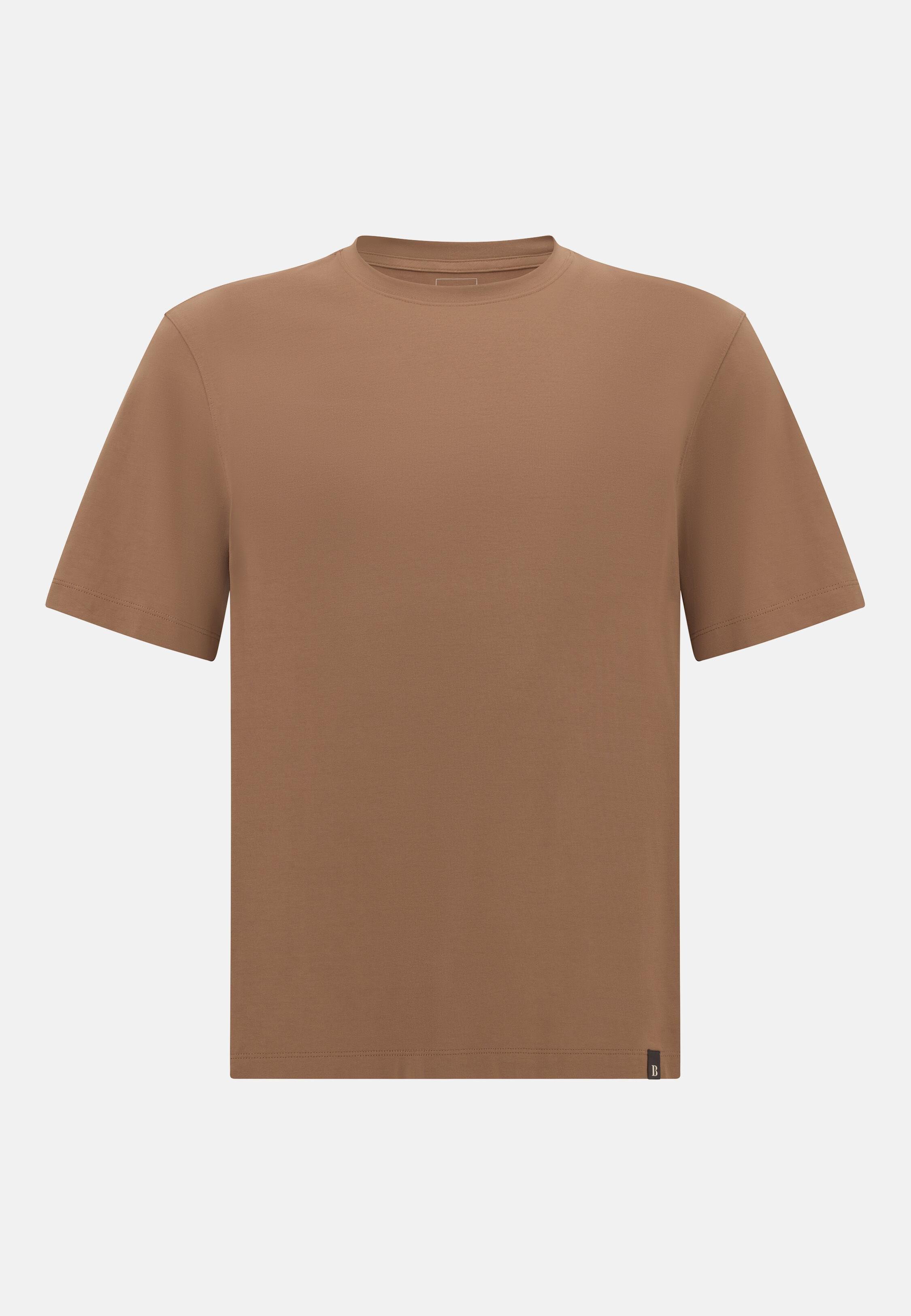 T-Shirt In Stretch Supima Cotton Brown, 3901_BROW, large image number 3
