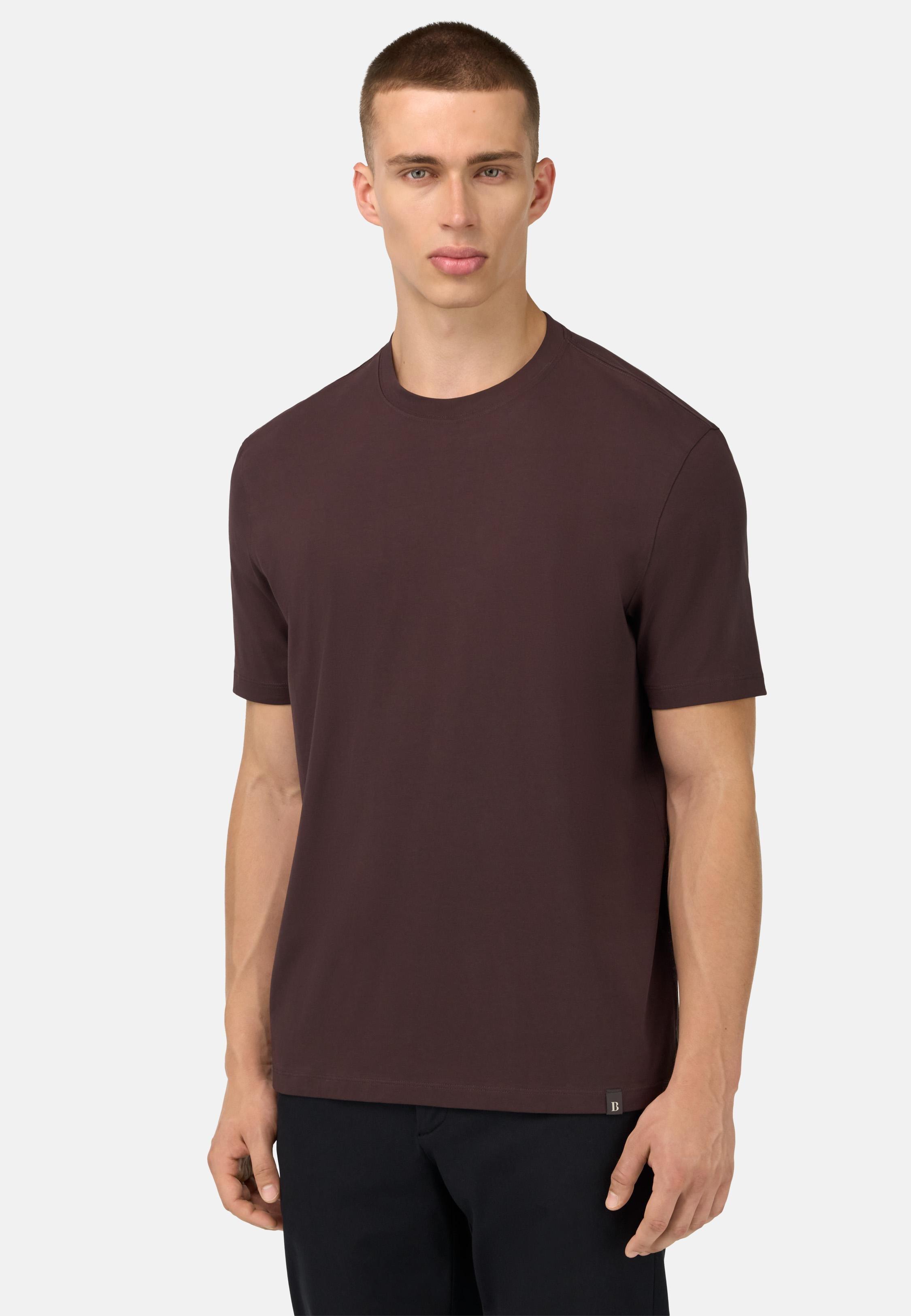 T-Shirt In Stretch Supima Cotton Brown, Dark brown, medium