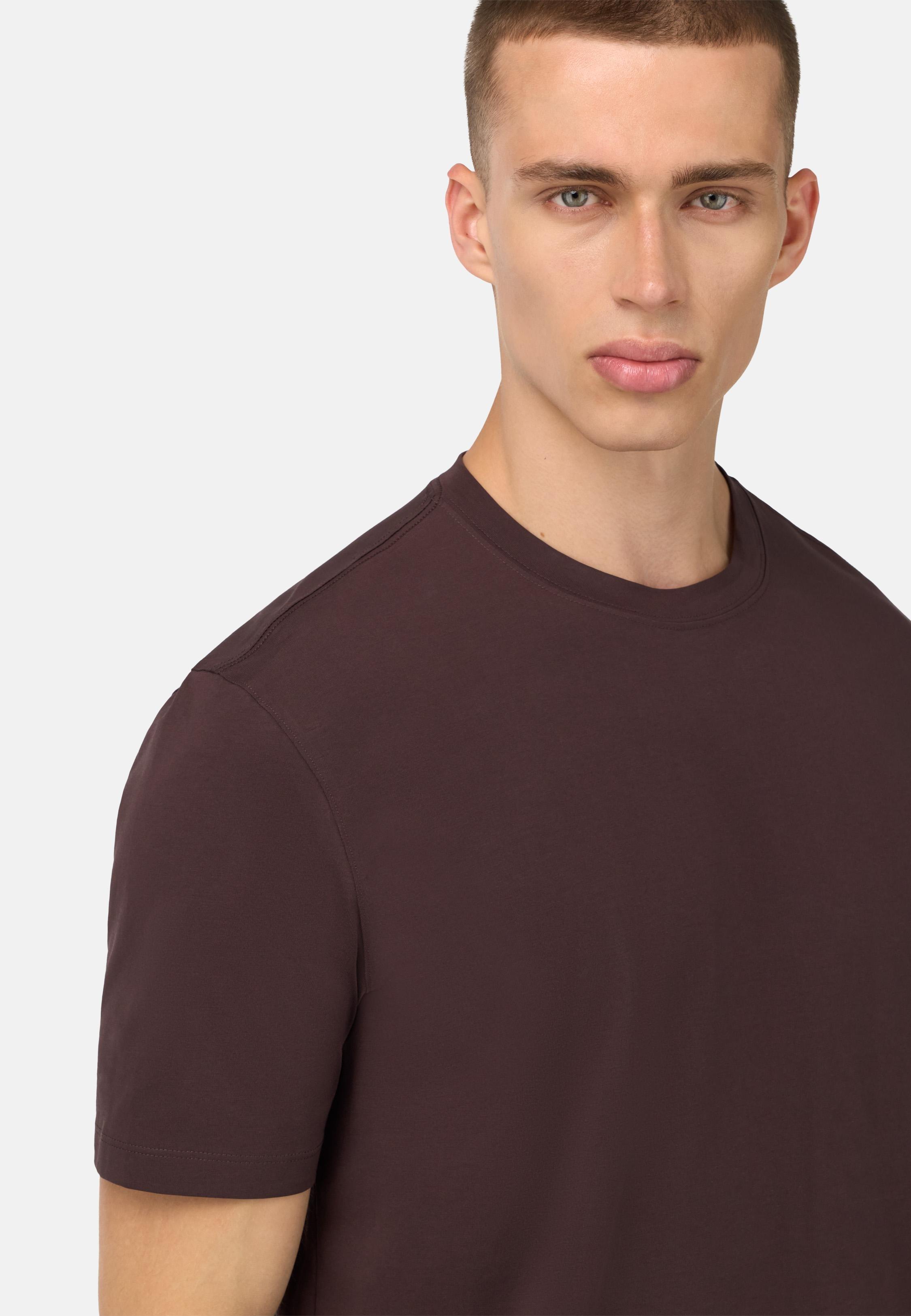 T-Shirt In Stretch Supima Cotton Brown, Dark brown, medium