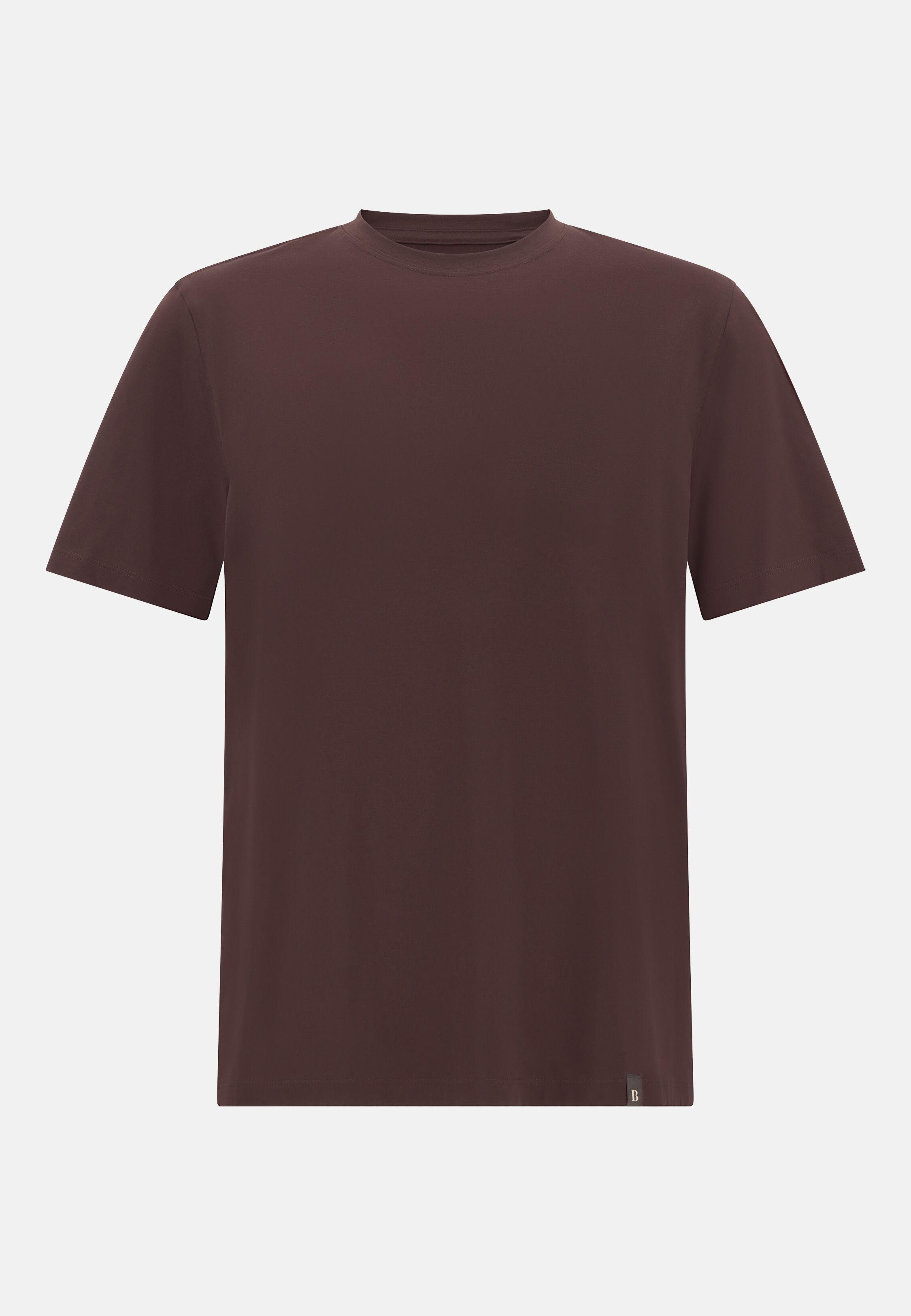 T-Shirt In Stretch Supima Cotton Brown, Dark brown, large image number 4