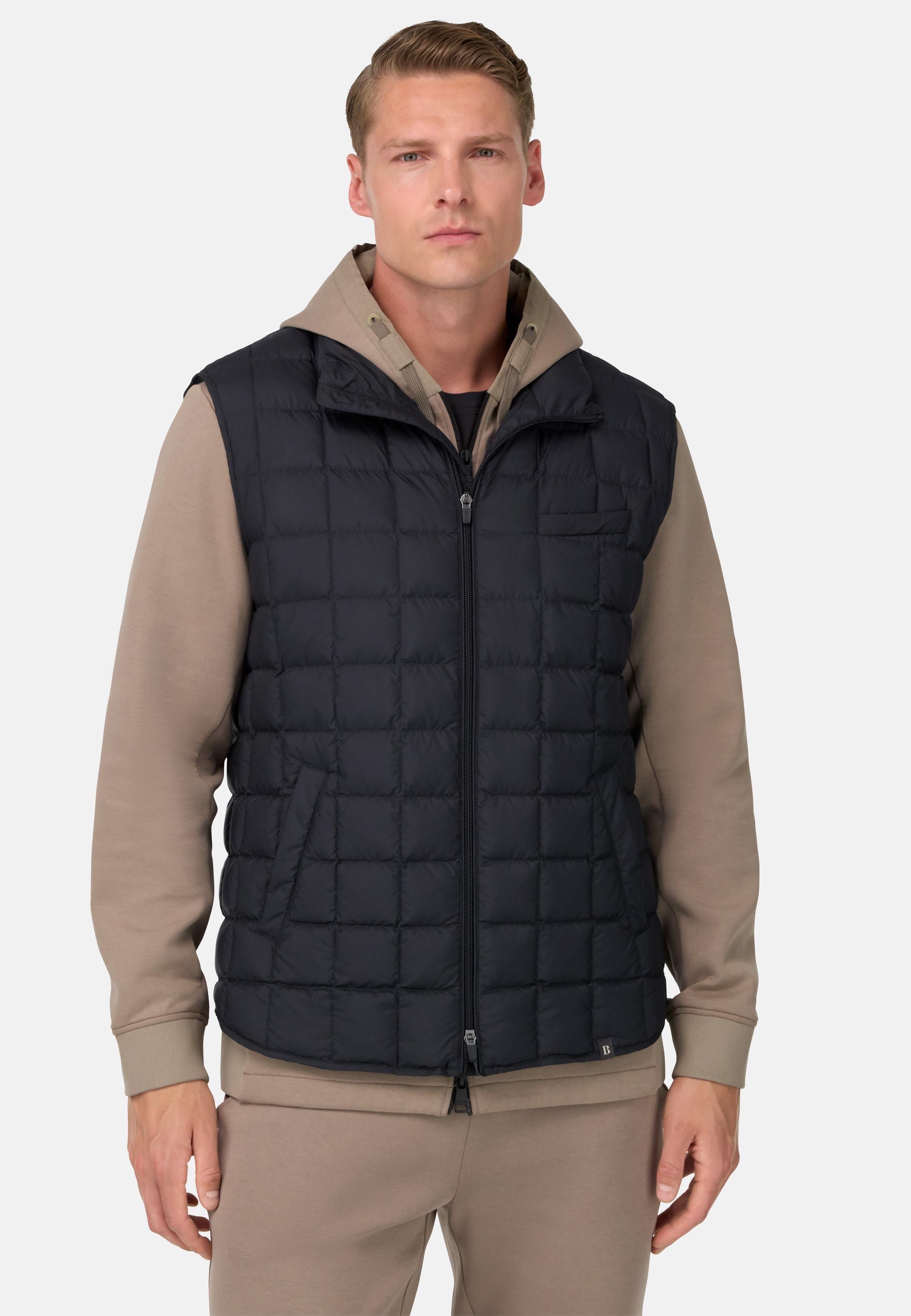 Gilet In Technical Fabric With Goose Down Blue, Navy blue, medium