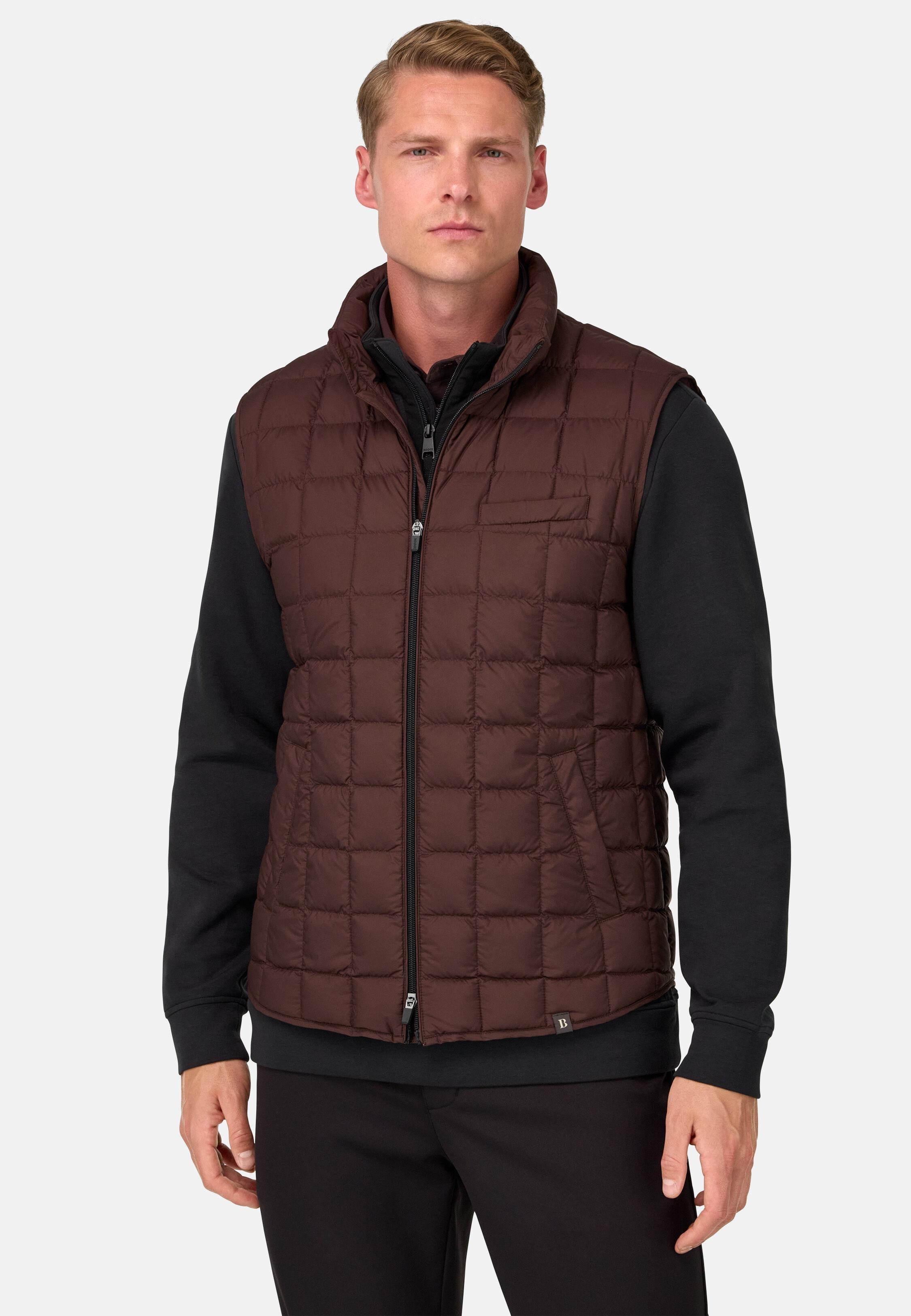Gilet In Technical Fabric With Goose Down Brown, Dark brown, medium