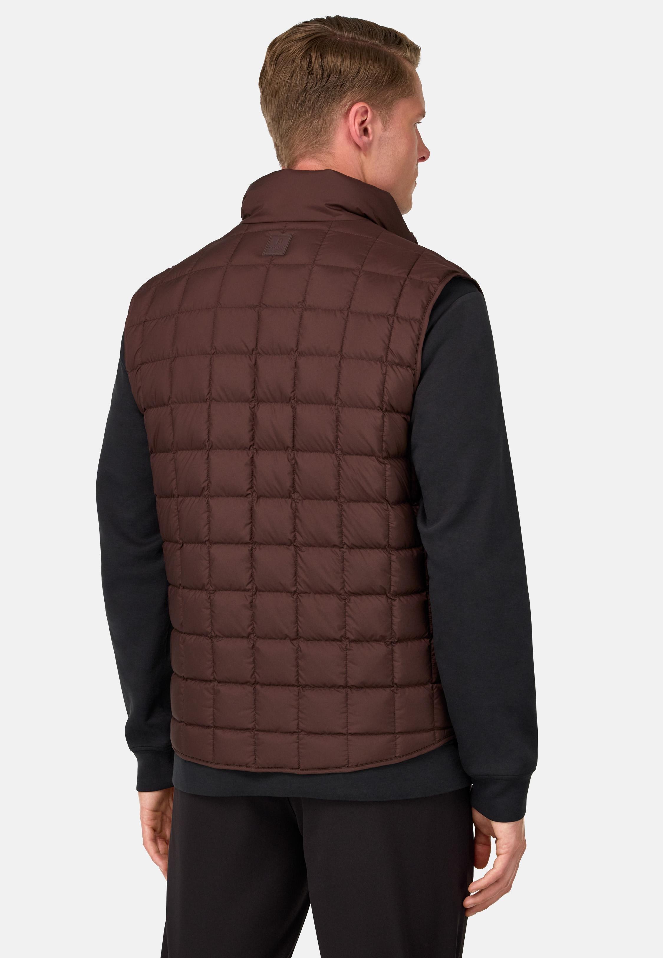 Gilet In Technical Fabric With Goose Down Brown, Dark brown, medium