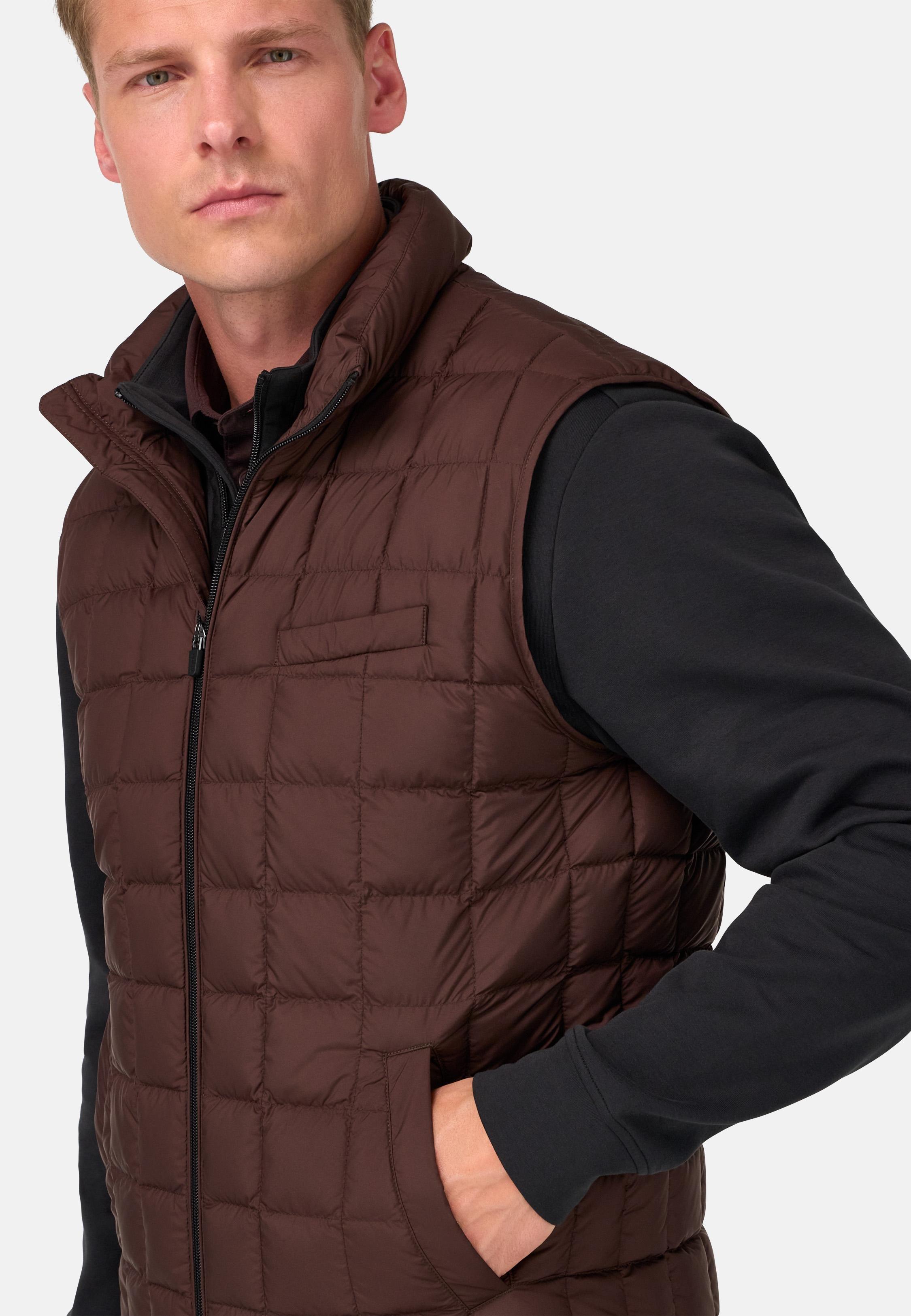 Gilet In Technical Fabric With Goose Down Brown, Dark brown, medium