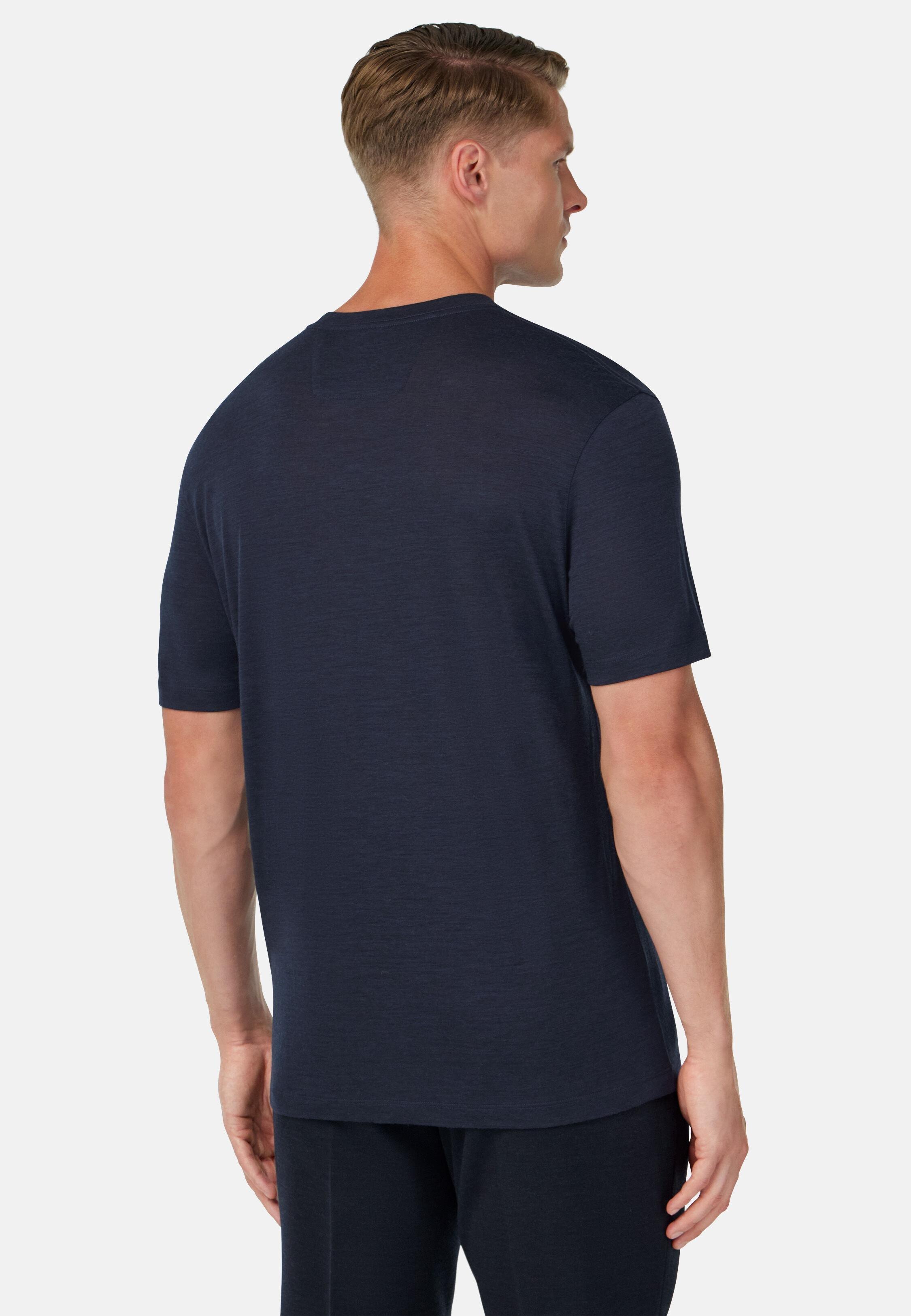 تيشيرت من مزيج الصوف والتينسيل، أزرق, 3901_NAVY, medium