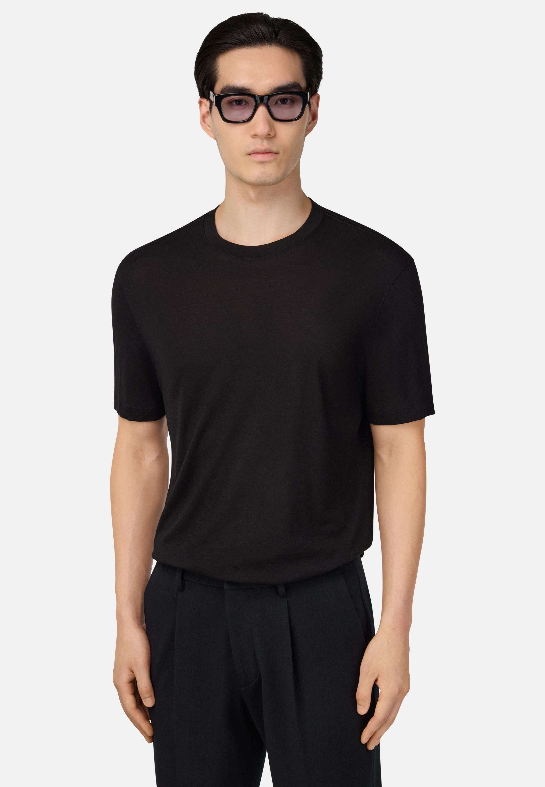 Tencel Wool Blend T-Shirt Black, Black, medium