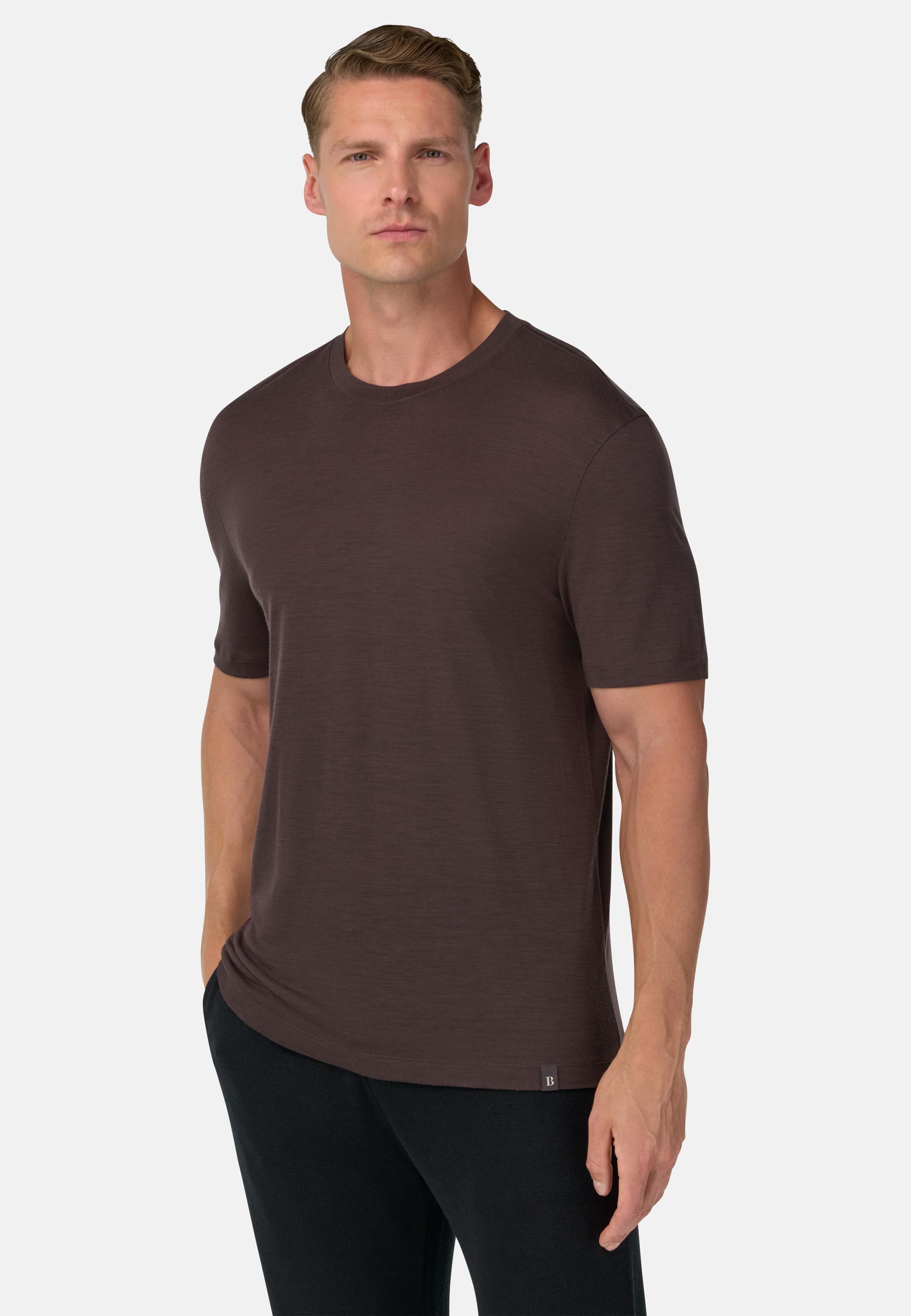 BROWN Tencel Wool Blend T-Shirt, , large image number 0