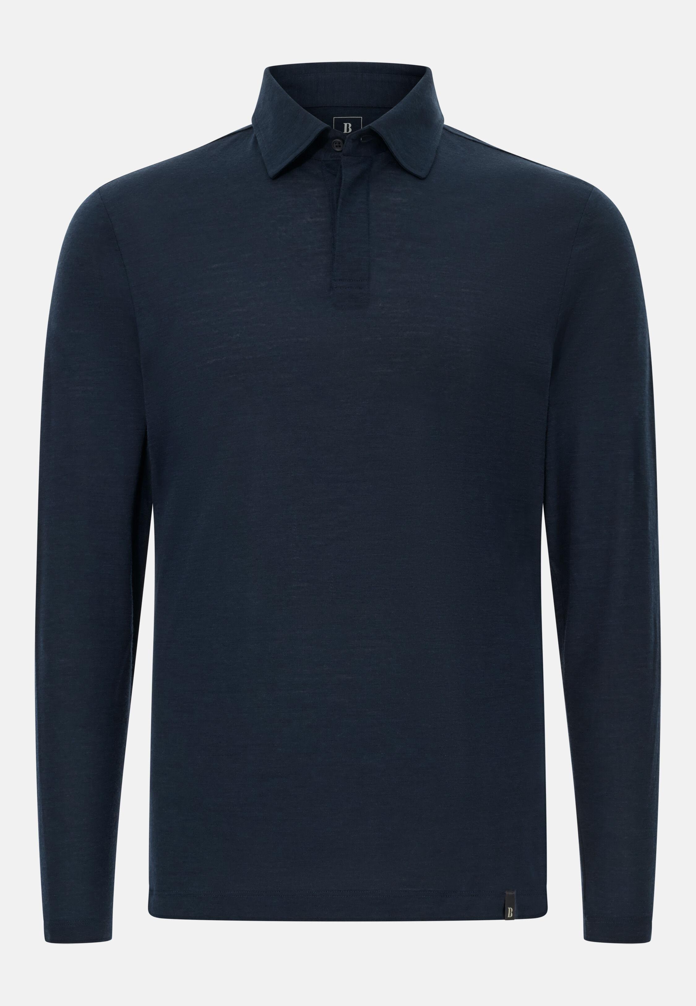 Polo Shirt In A Blend Of Wool And Tencel Navy, Navy blue, large image number 5