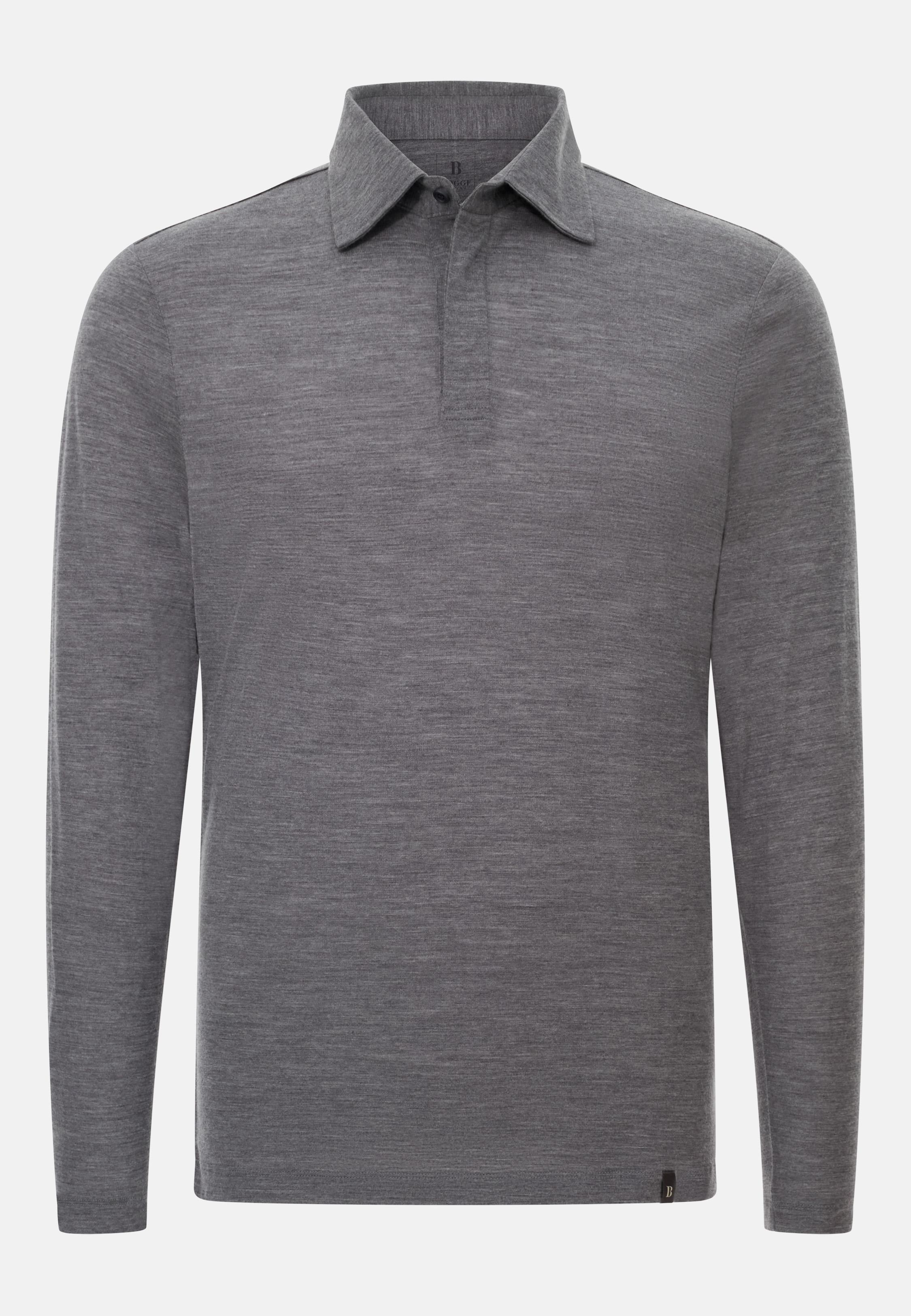 Polo Shirt in a Blend of Wool and Tencel Grey, Grey, medium