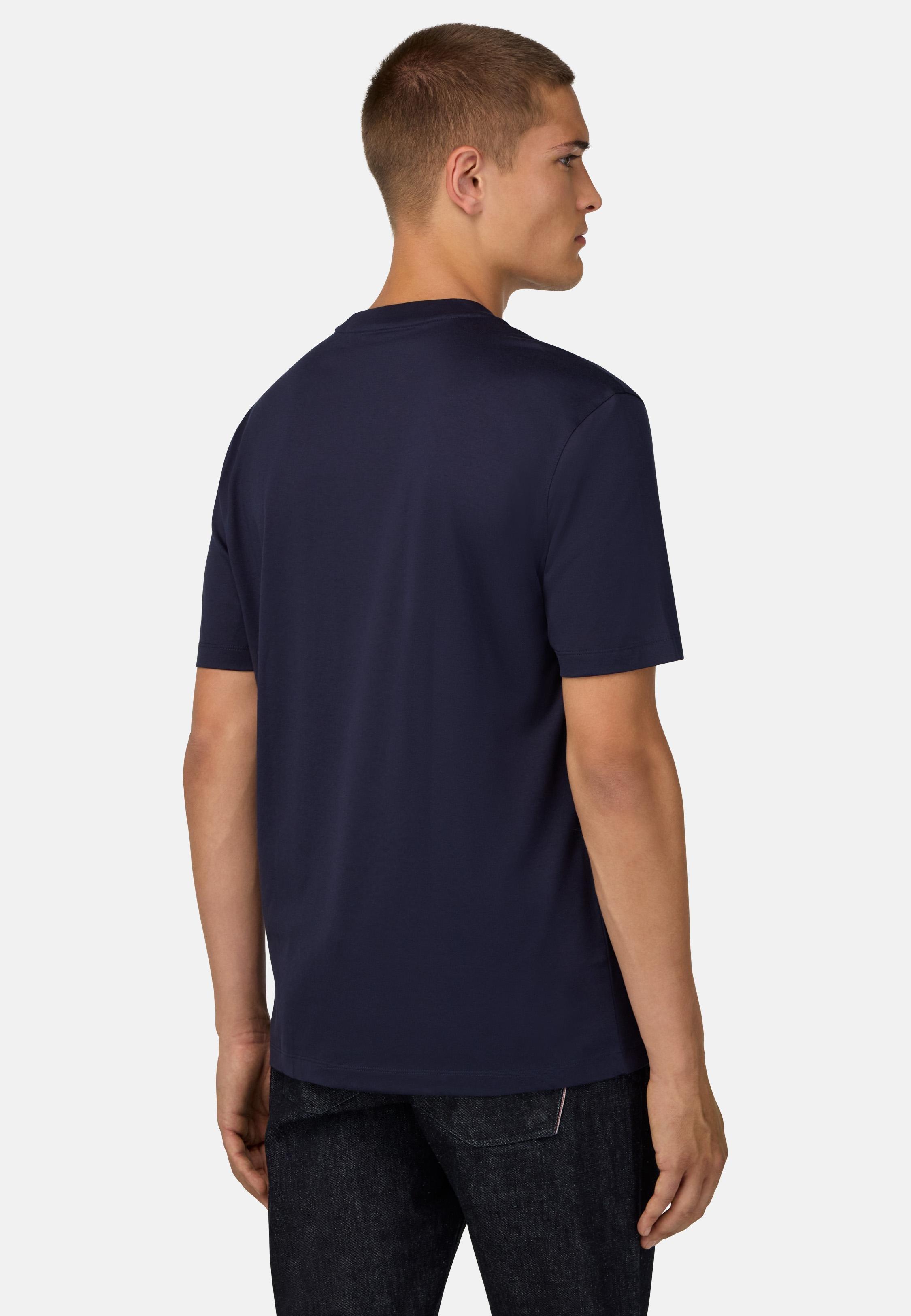 BLUE Cotton and Silk T-Shirt, , large image number 1