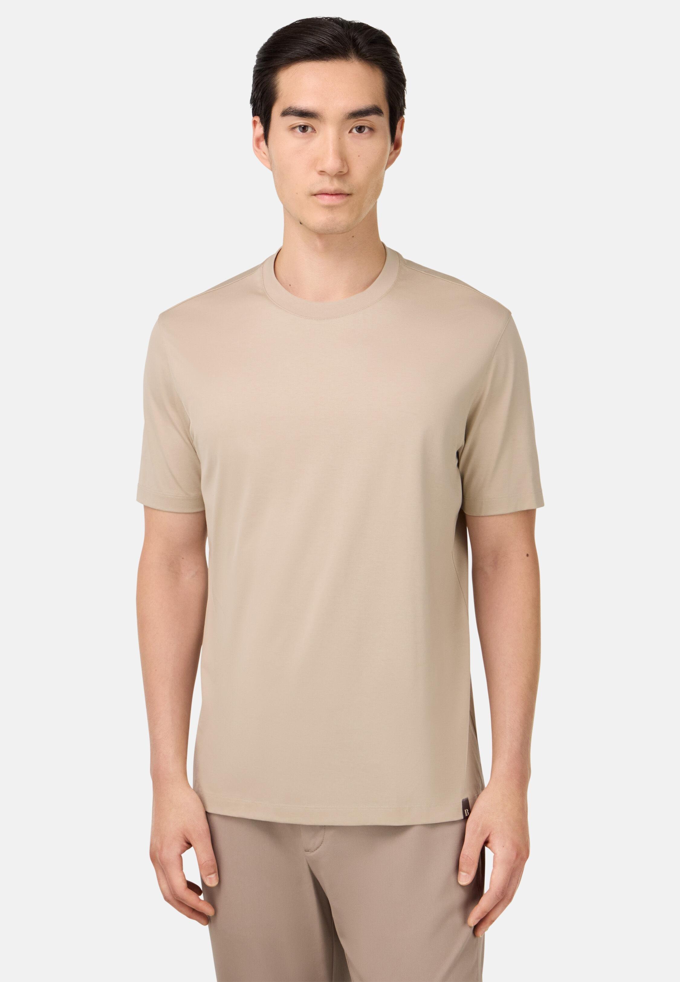 Cotton and Silk T-Shirt Beige, Sand, medium
