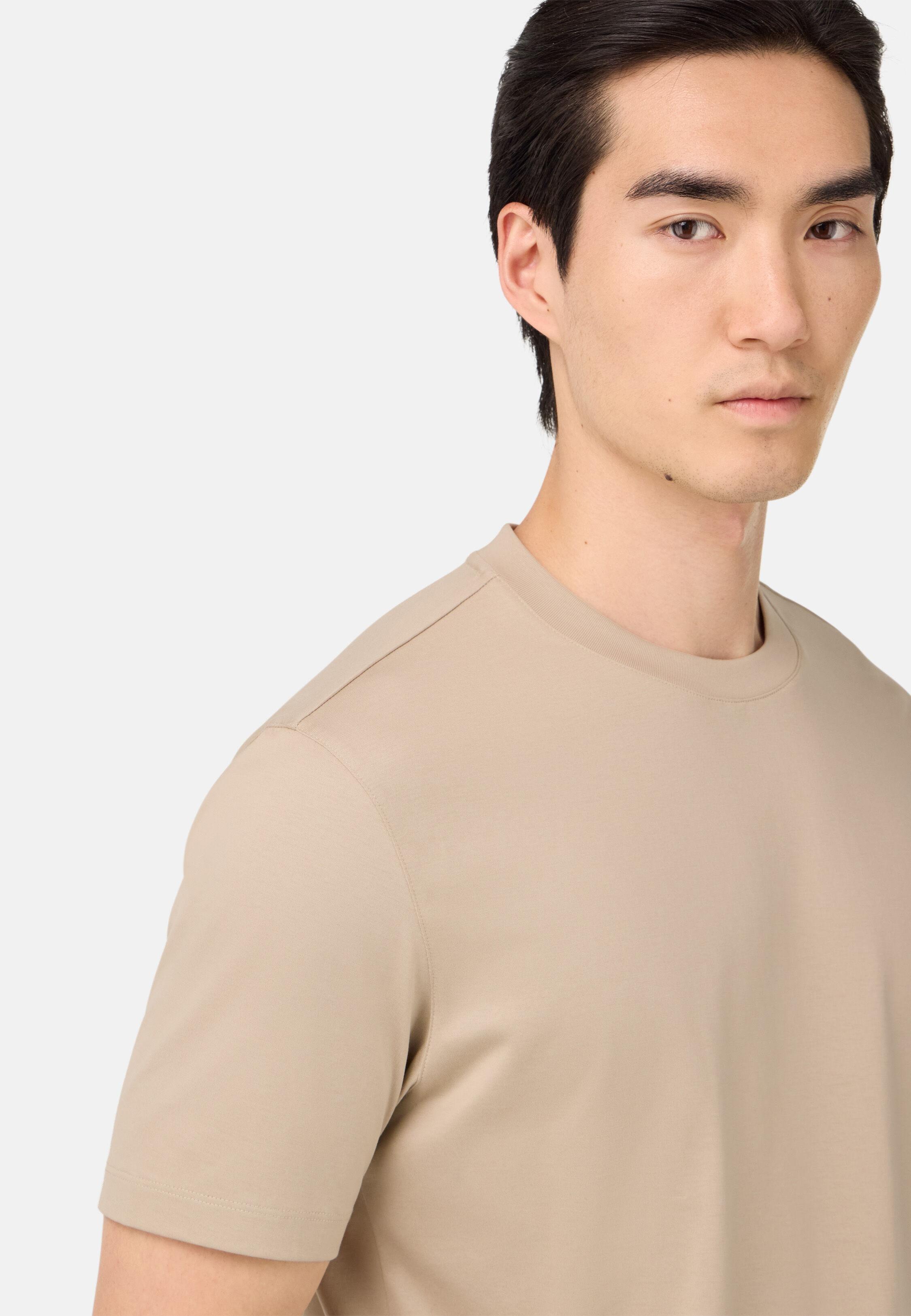 Cotton and Silk T-Shirt Beige, Sand, medium