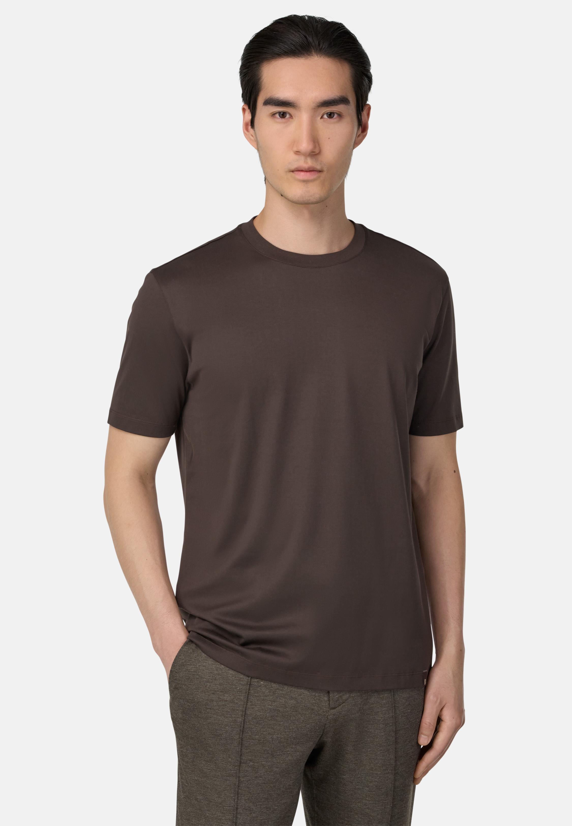 BROWN Cotton and Silk T-Shirt, , large image number 0