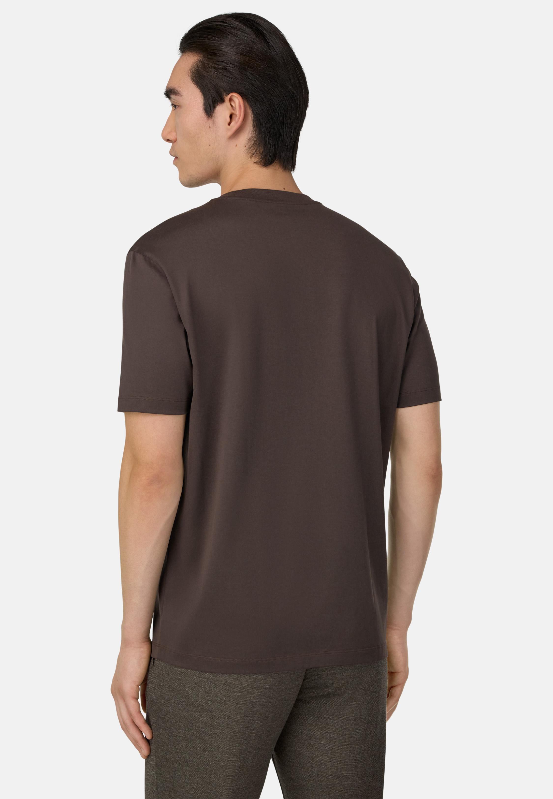 Cotton and Silk T-Shirt Brown, Brown, medium