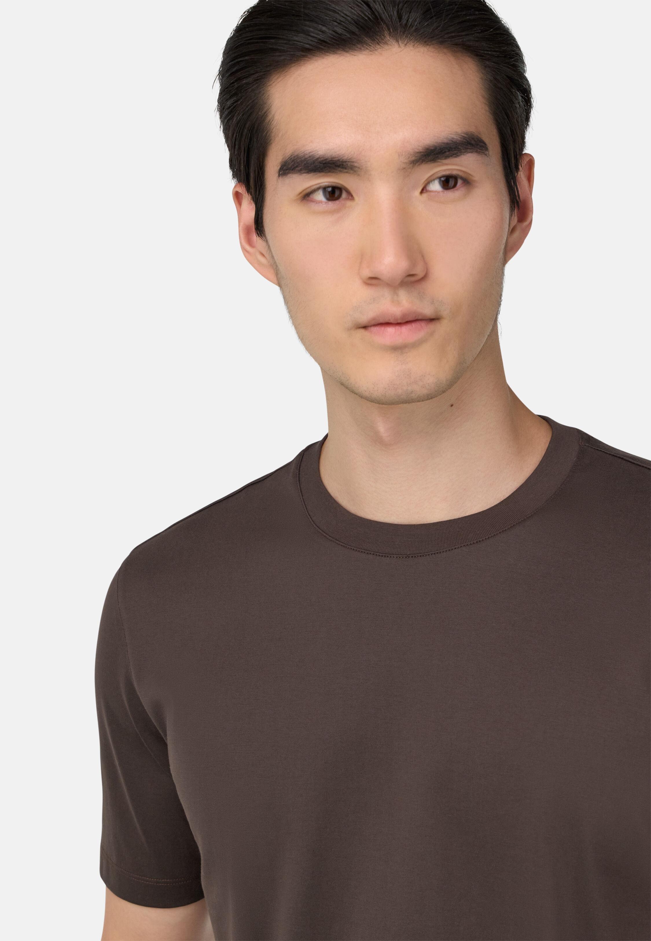 Cotton and Silk T-Shirt Brown, Brown, medium