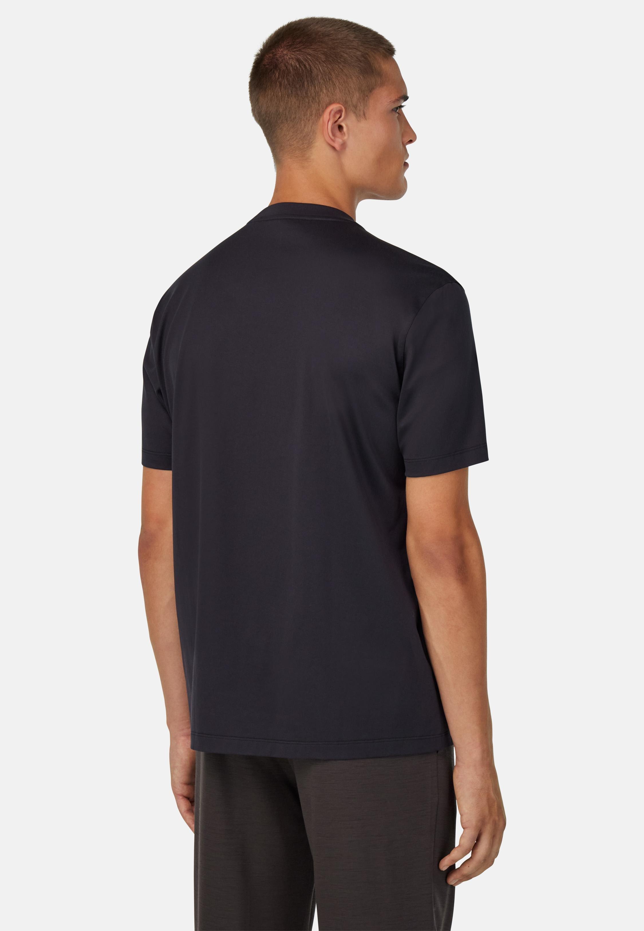 BLACK Cotton and Silk T-Shirt, , large image number 1