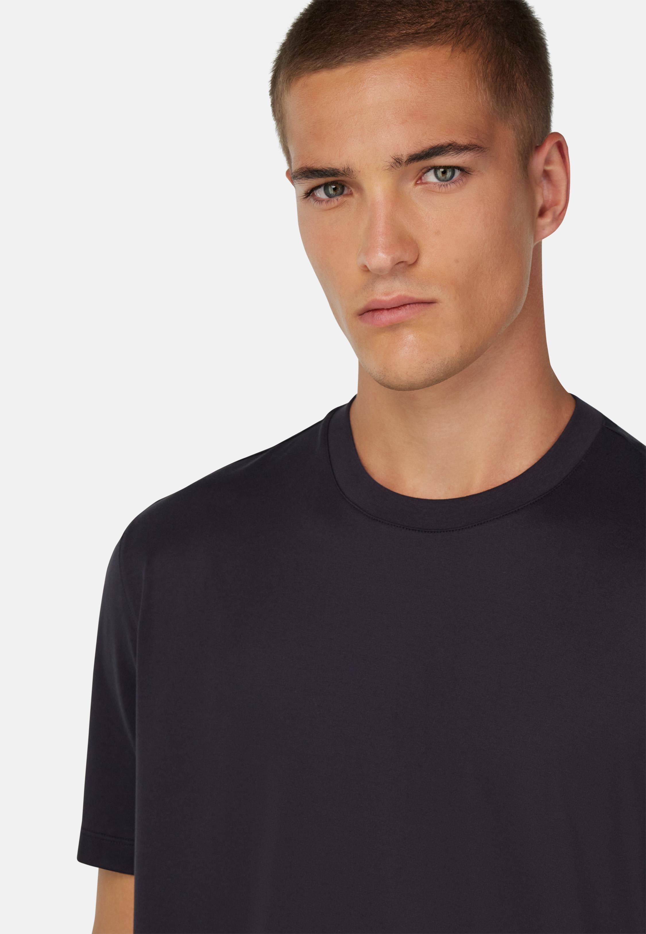 BLACK Cotton and Silk T-Shirt, , large image number 2