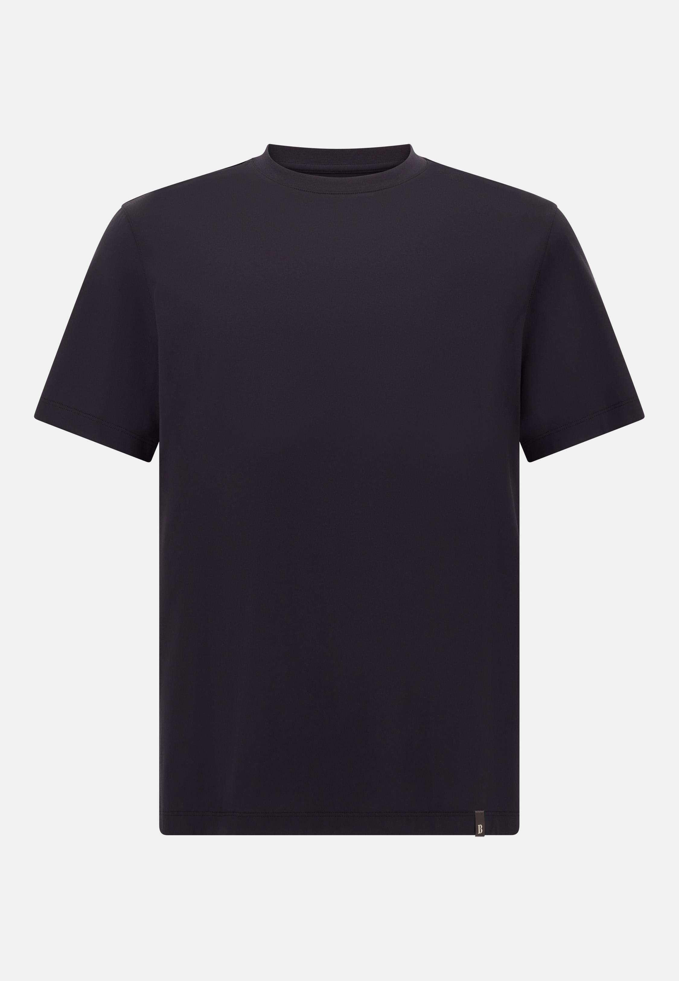 BLACK Cotton and Silk T-Shirt, , large image number 3
